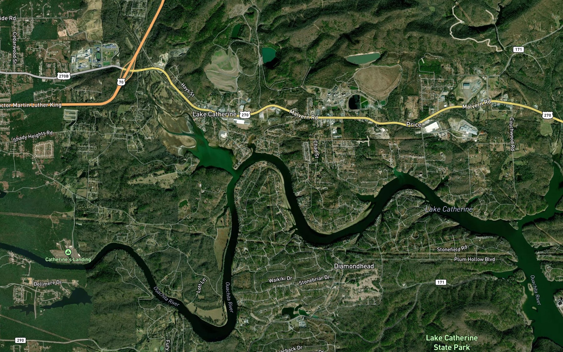Satellite map of the Lake Catherine