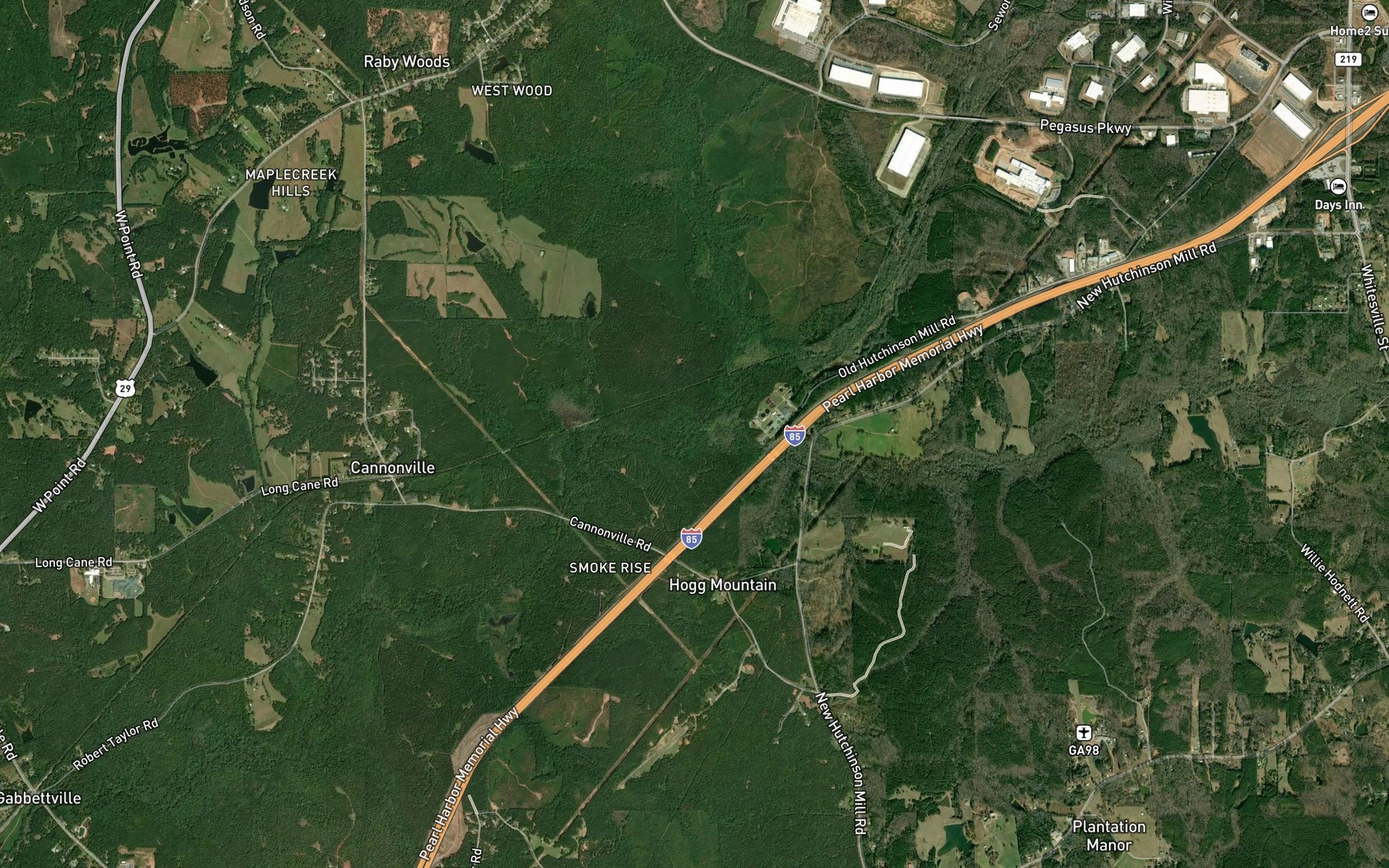 Satellite map of the Blue John Creek
