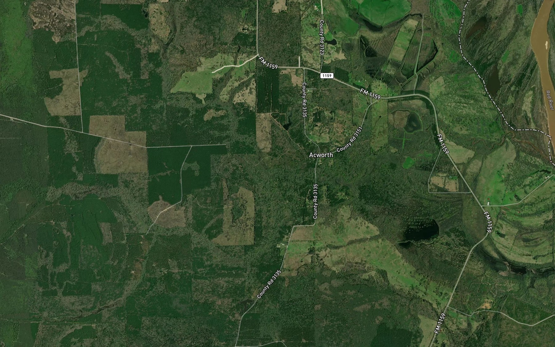 Satellite map of the Sulpher Springs Creek
