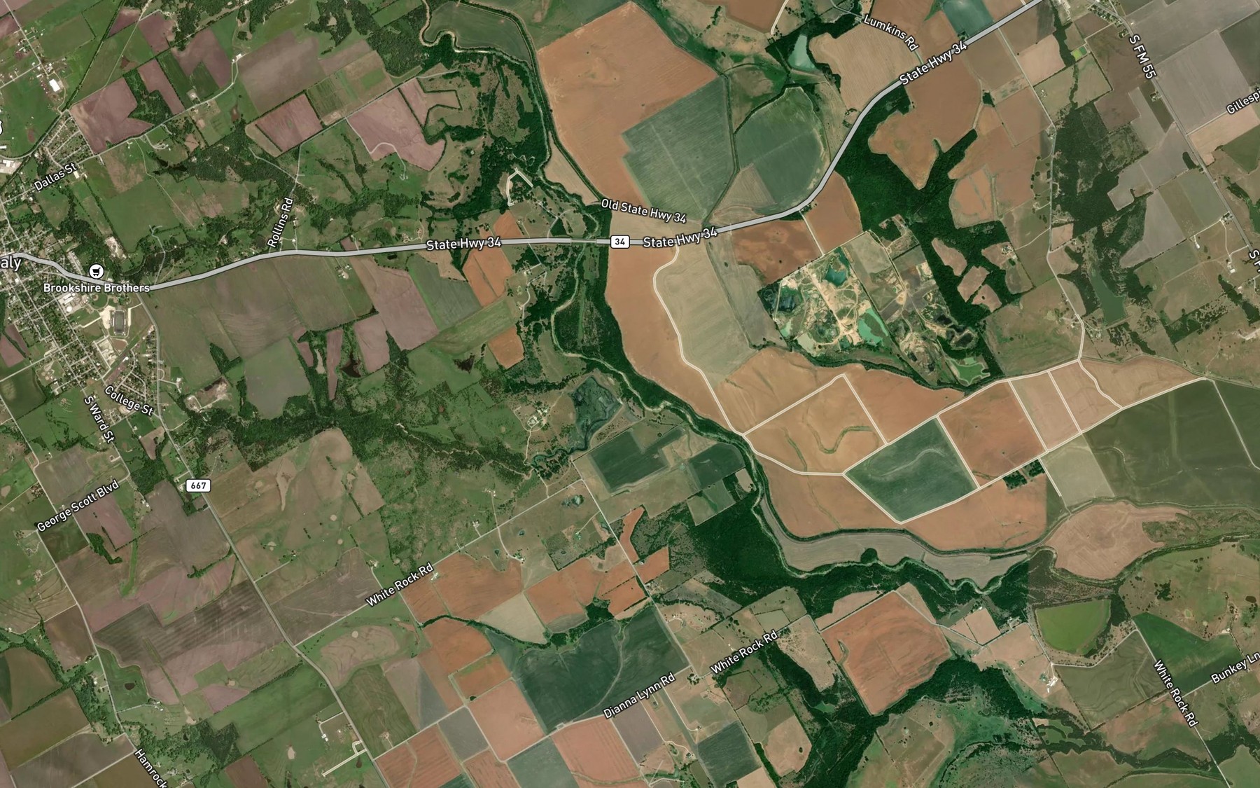 Satellite map of the White Rock Branch