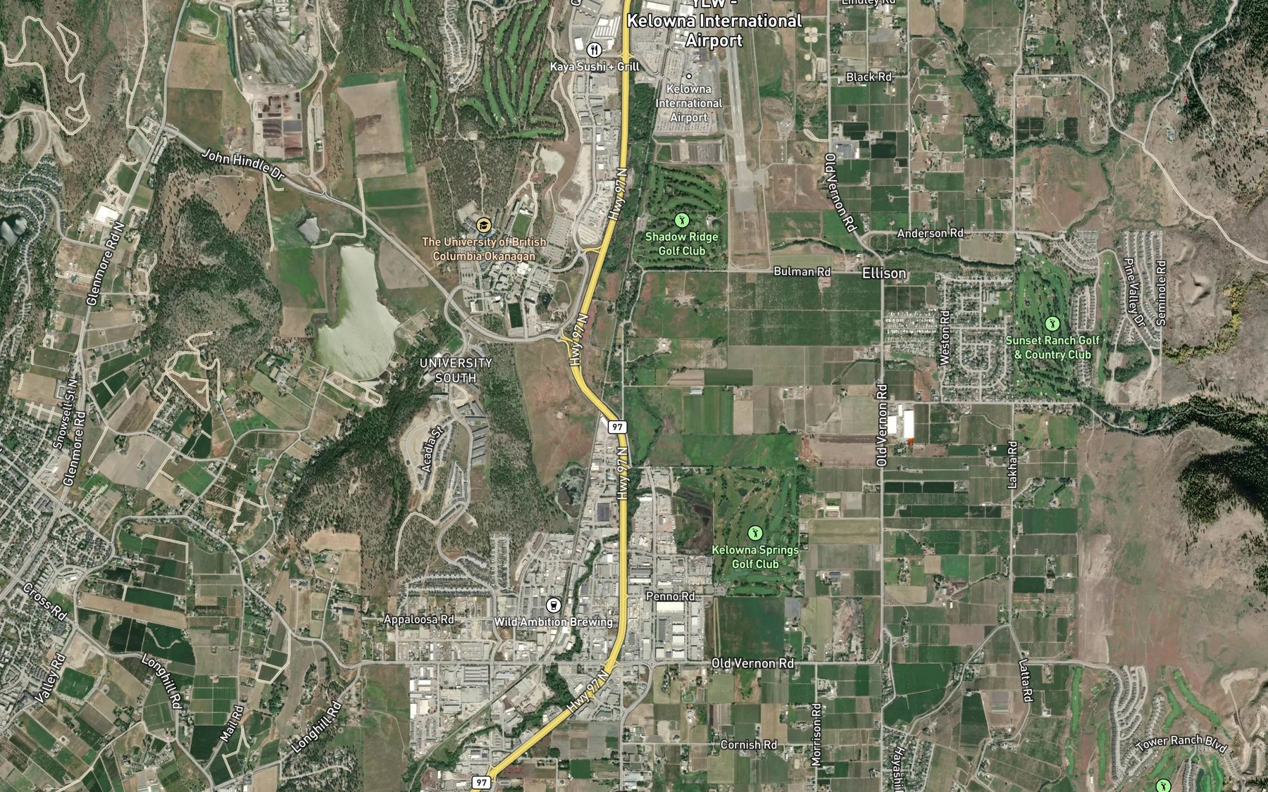 Satellite map of the Carney Pond