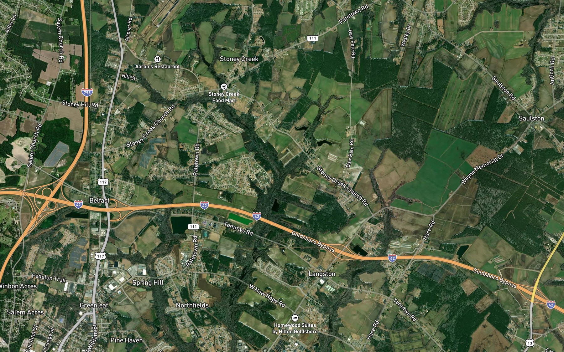 Satellite map of the Stoney Run