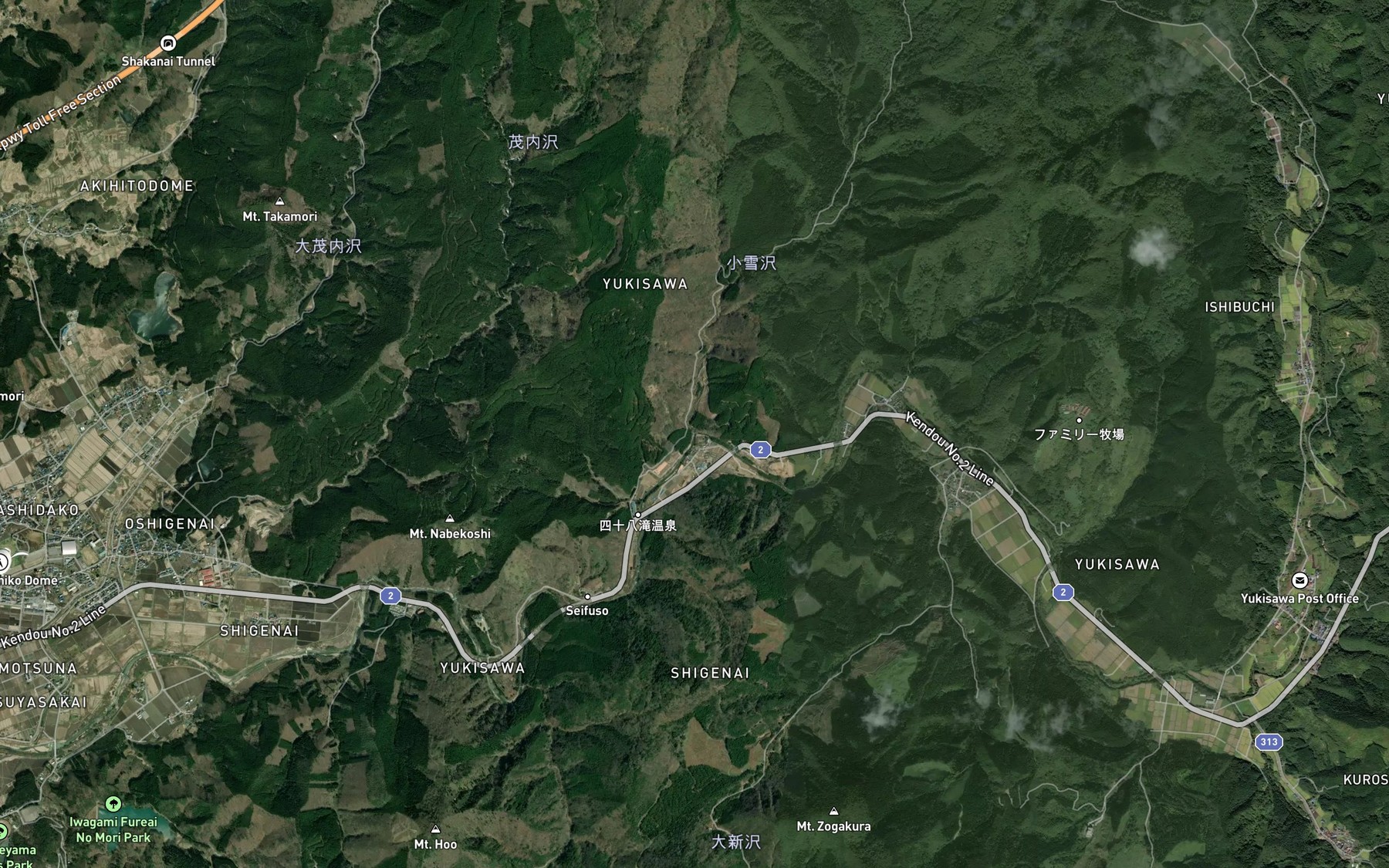 Satellite map of the Koyuki Sawa