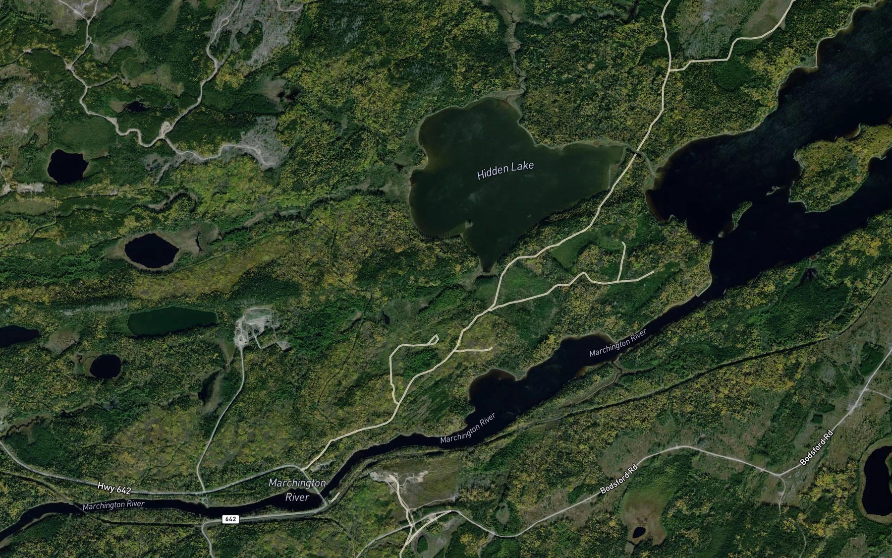 Satellite map of the Hidden Lake