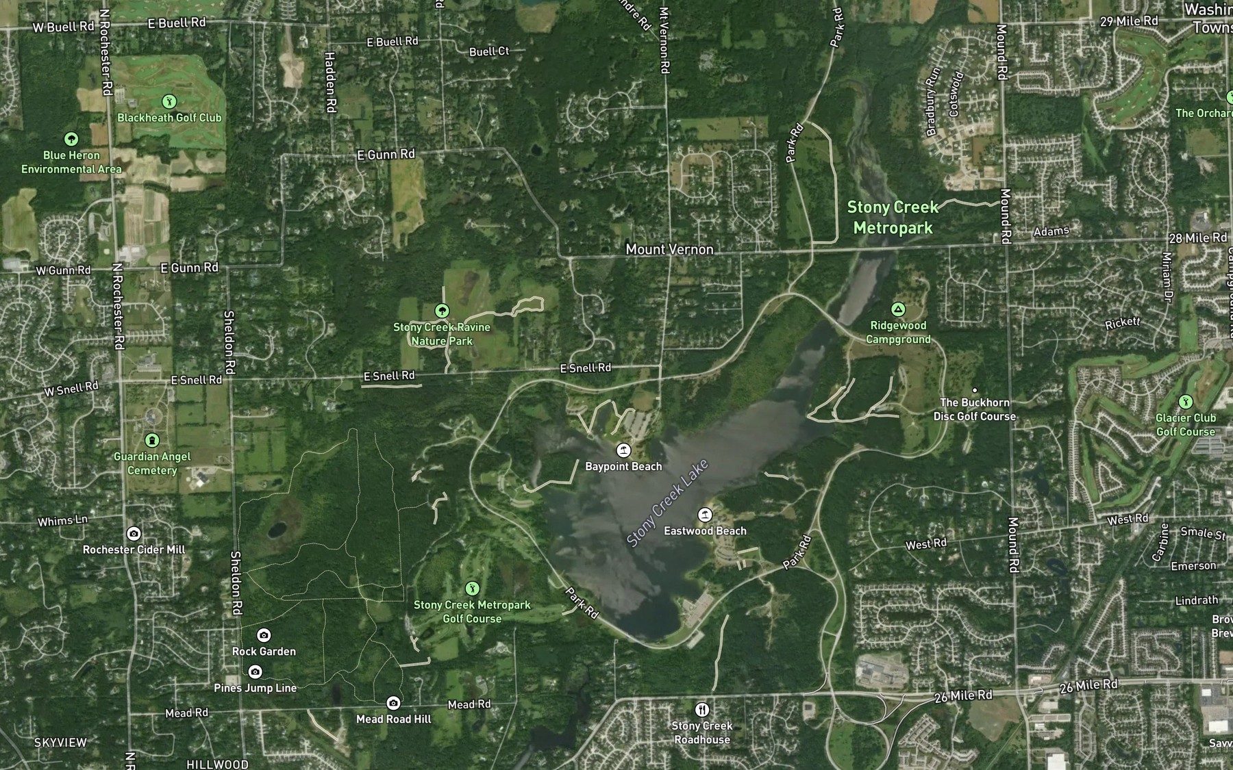 Satellite map of the Mount Vernon Drain