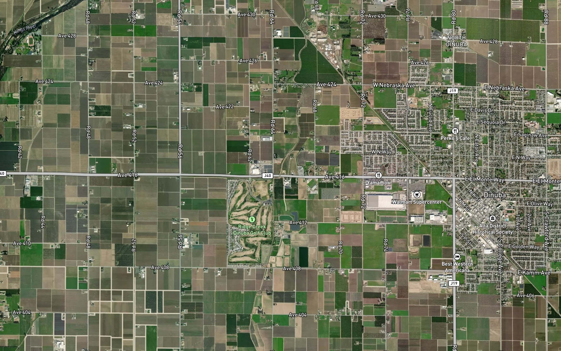 Satellite map of the Travers Creek