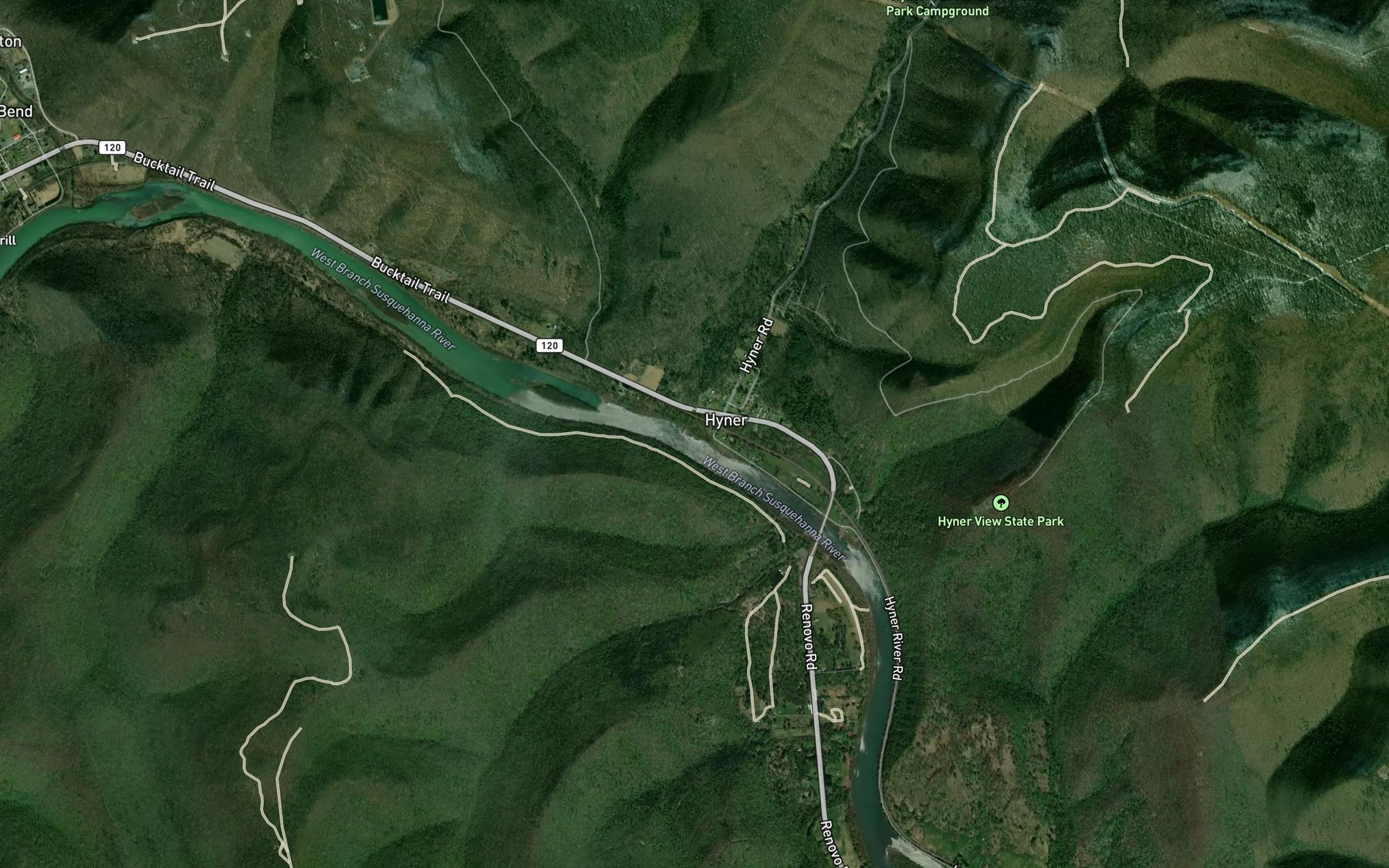 Satellite map of the Hyner Run