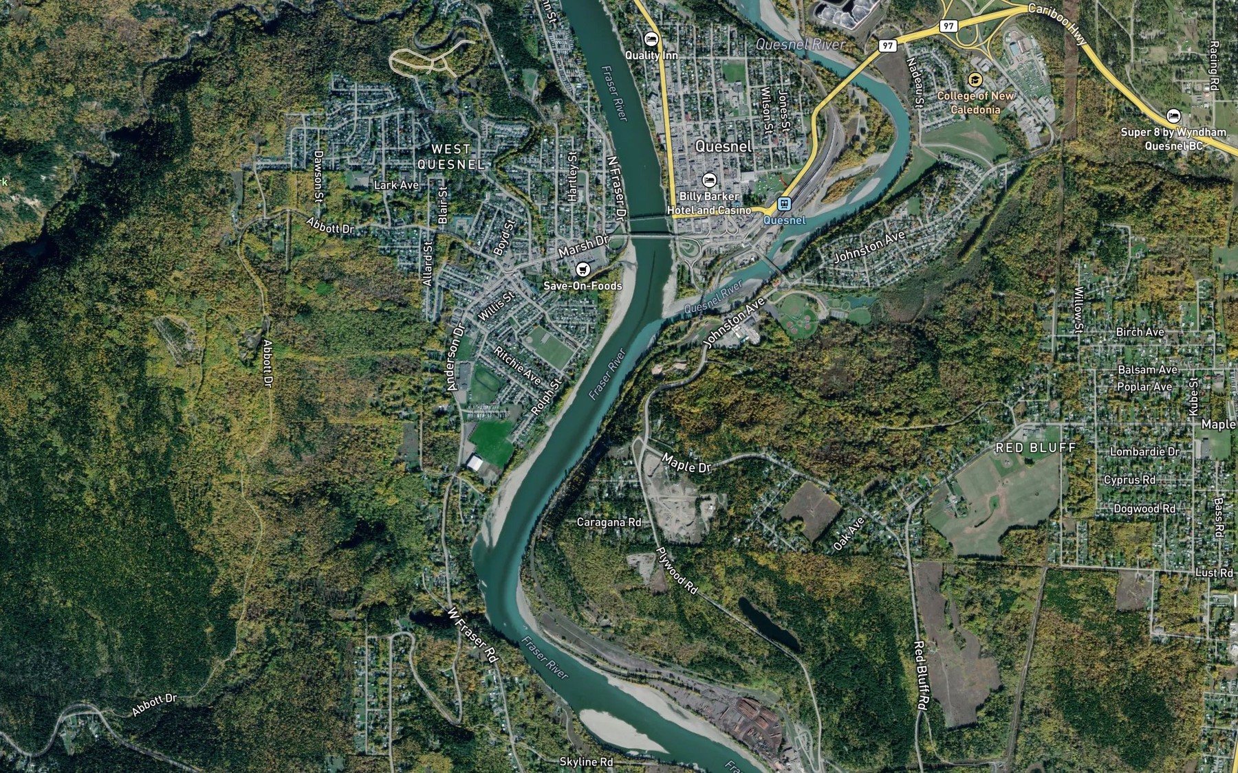 Satellite map of the Baker Creek