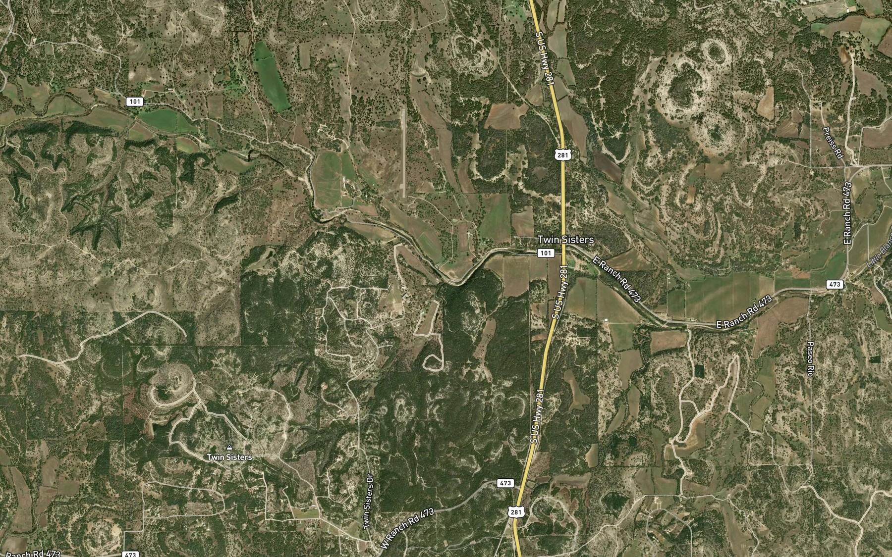 Satellite map of the Rochou Creek