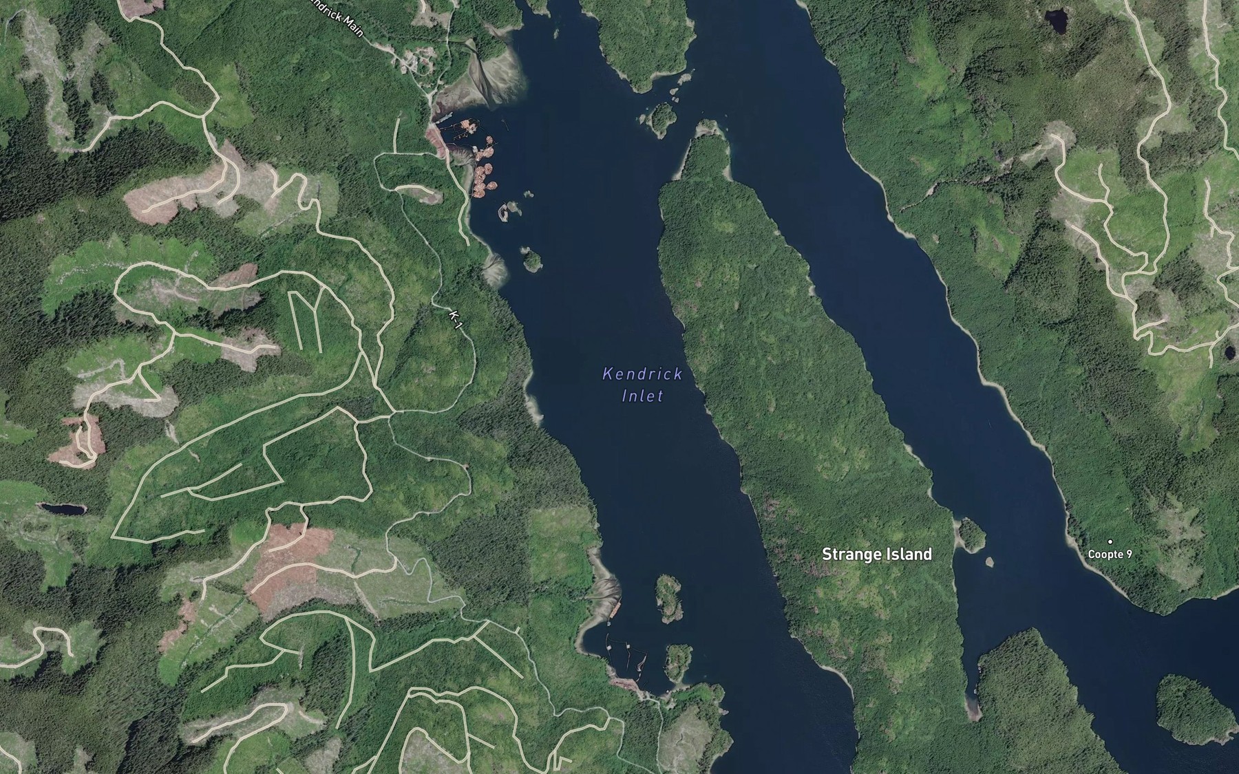 Satellite map of the Kendrick Inlet