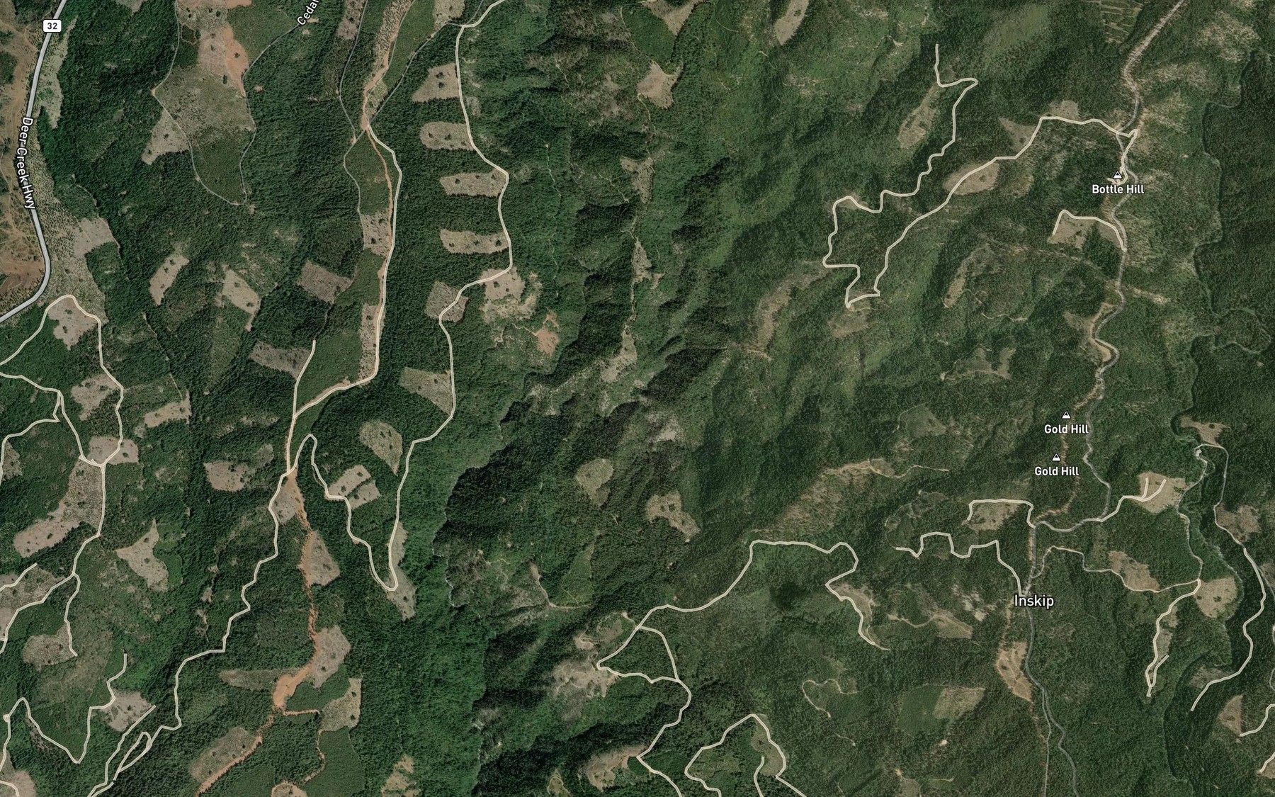 Satellite map of the Secret Creek
