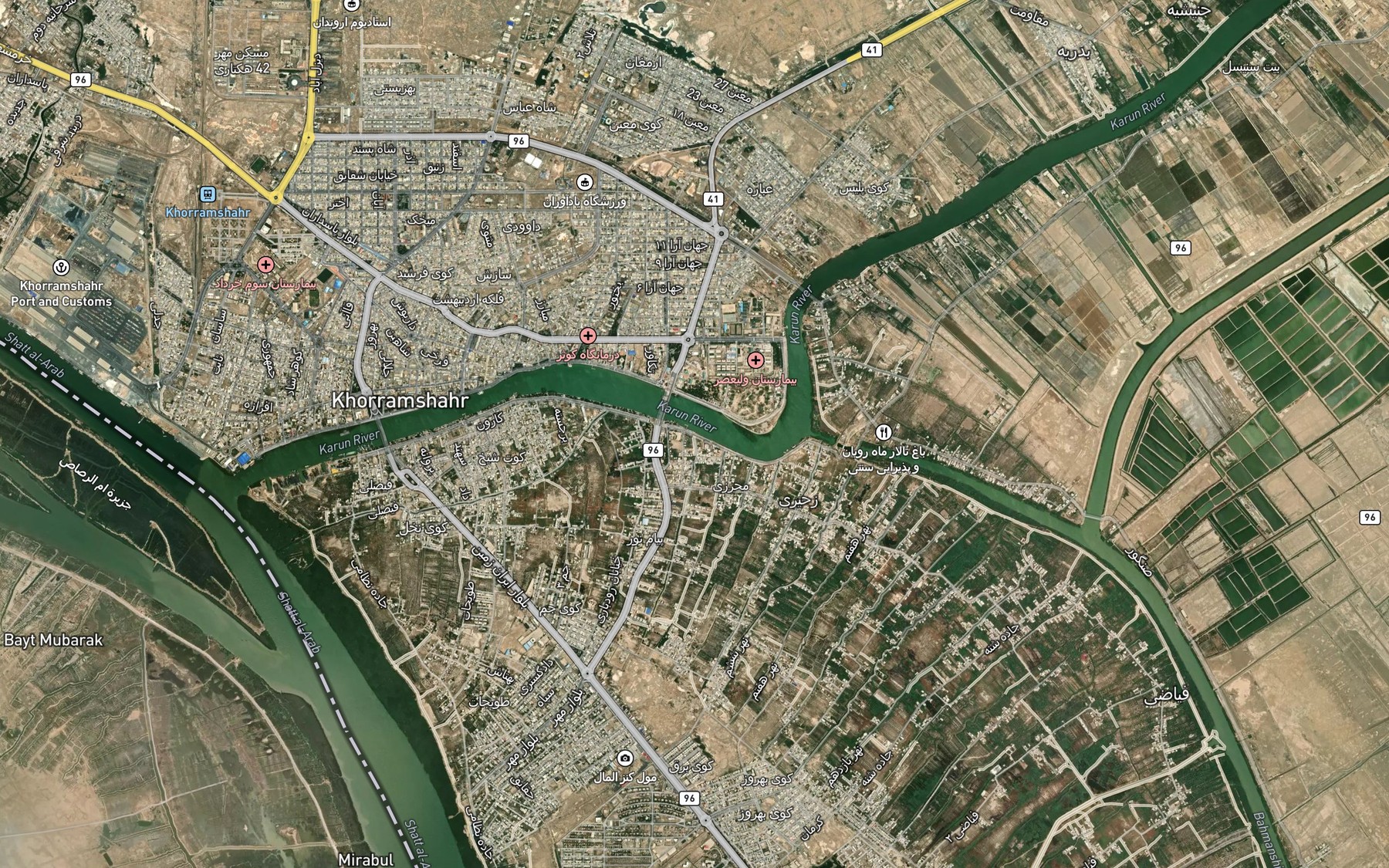 Satellite map of the Nahr-e Avval