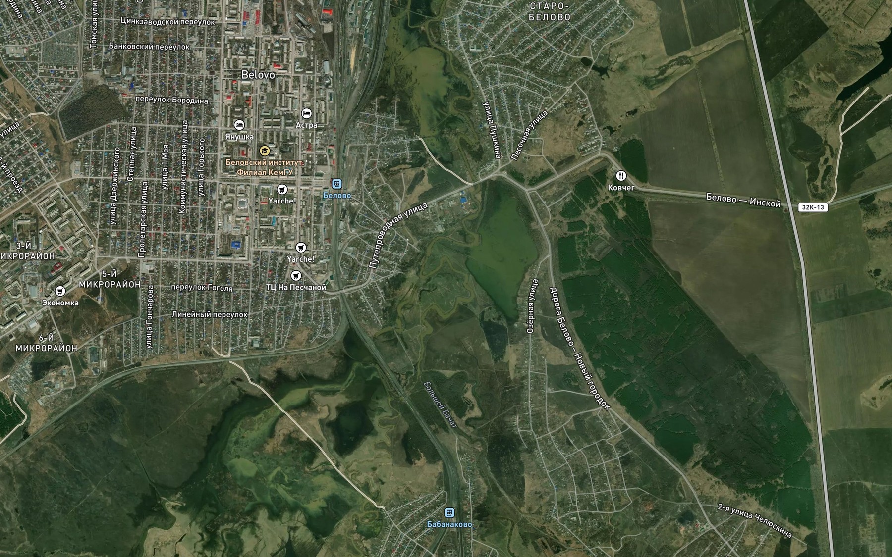 Satellite map of the Malyy Bachat