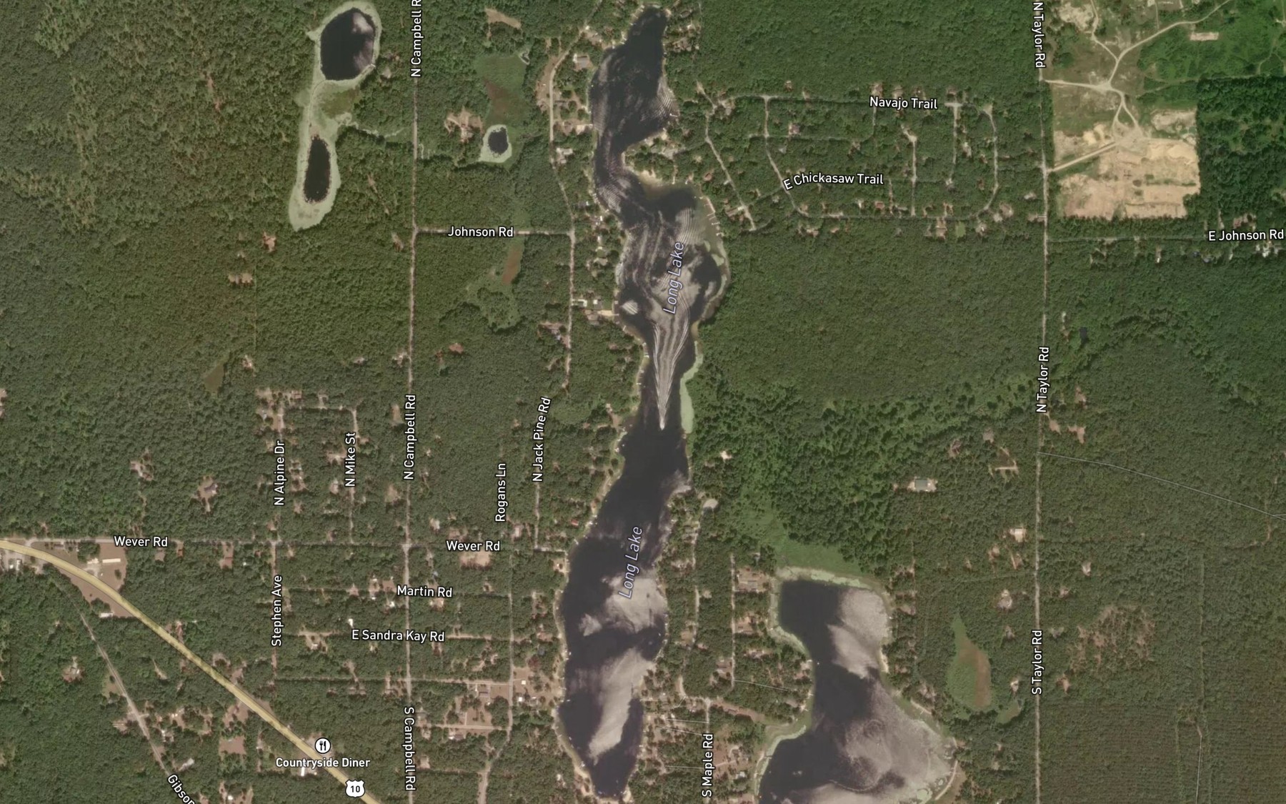 Satellite map of the Long Lake