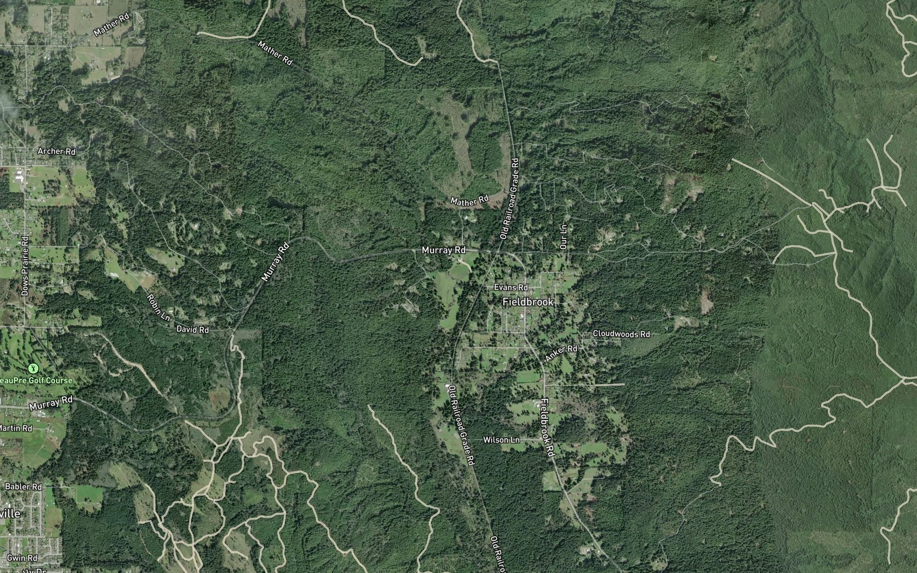 Satellite map of the Mather Creek