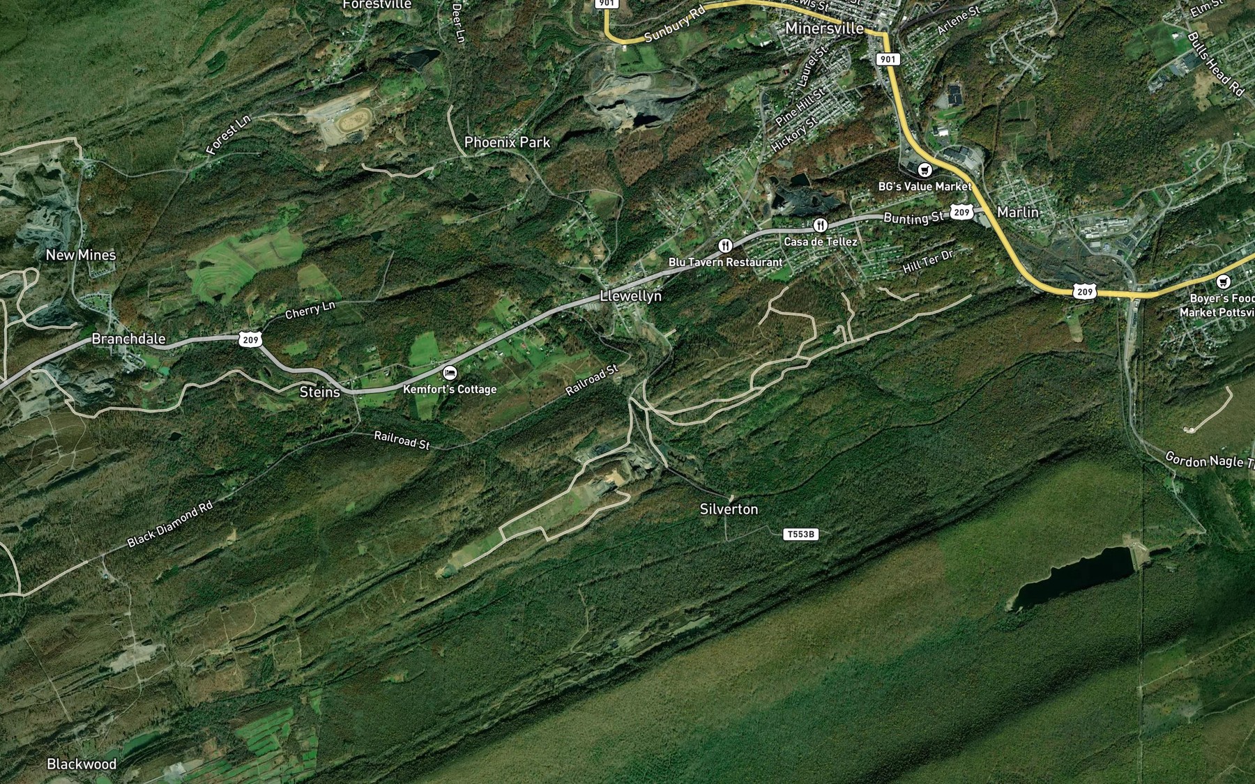 Satellite map of the West Creek