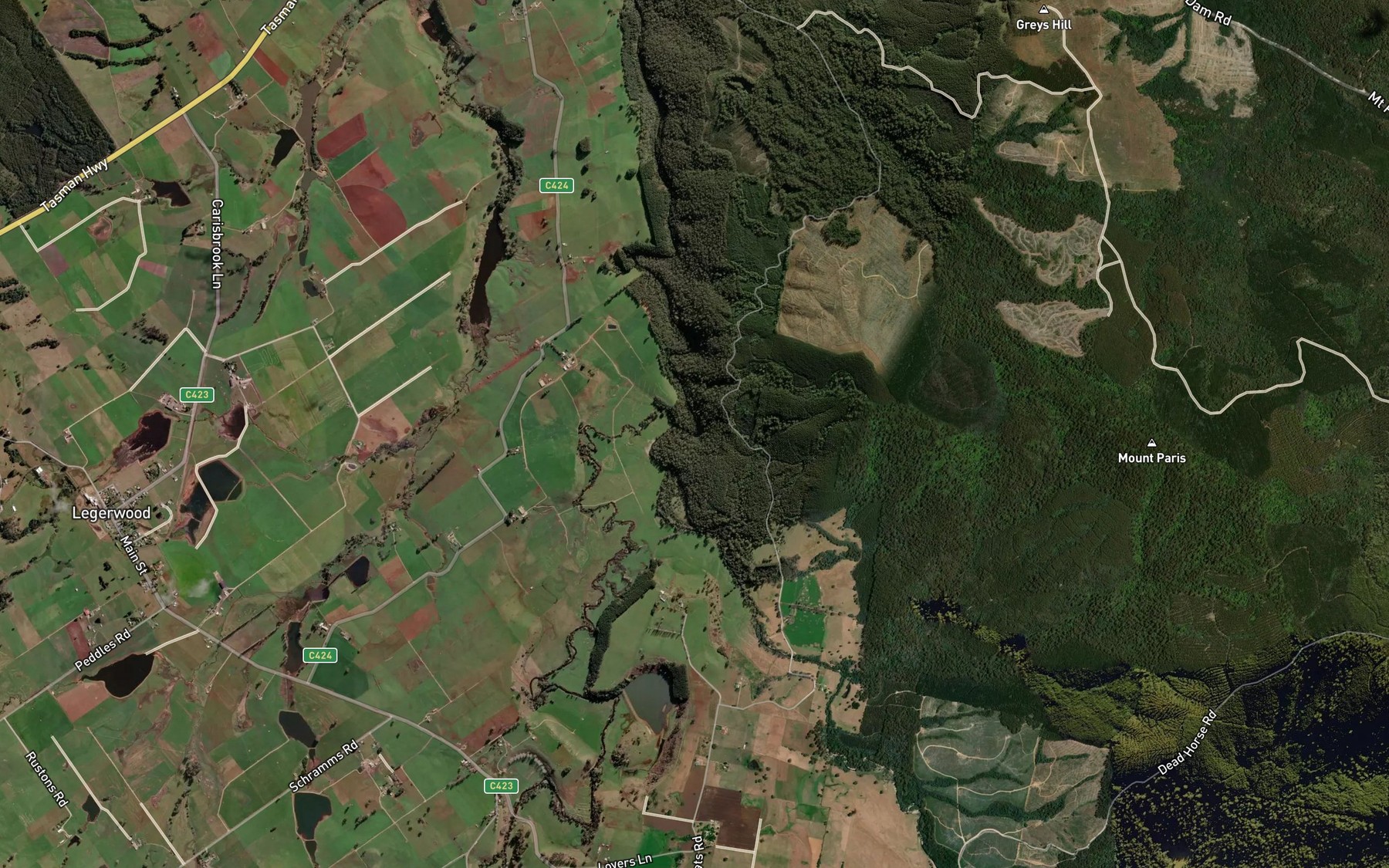 Satellite map of the Maurice River