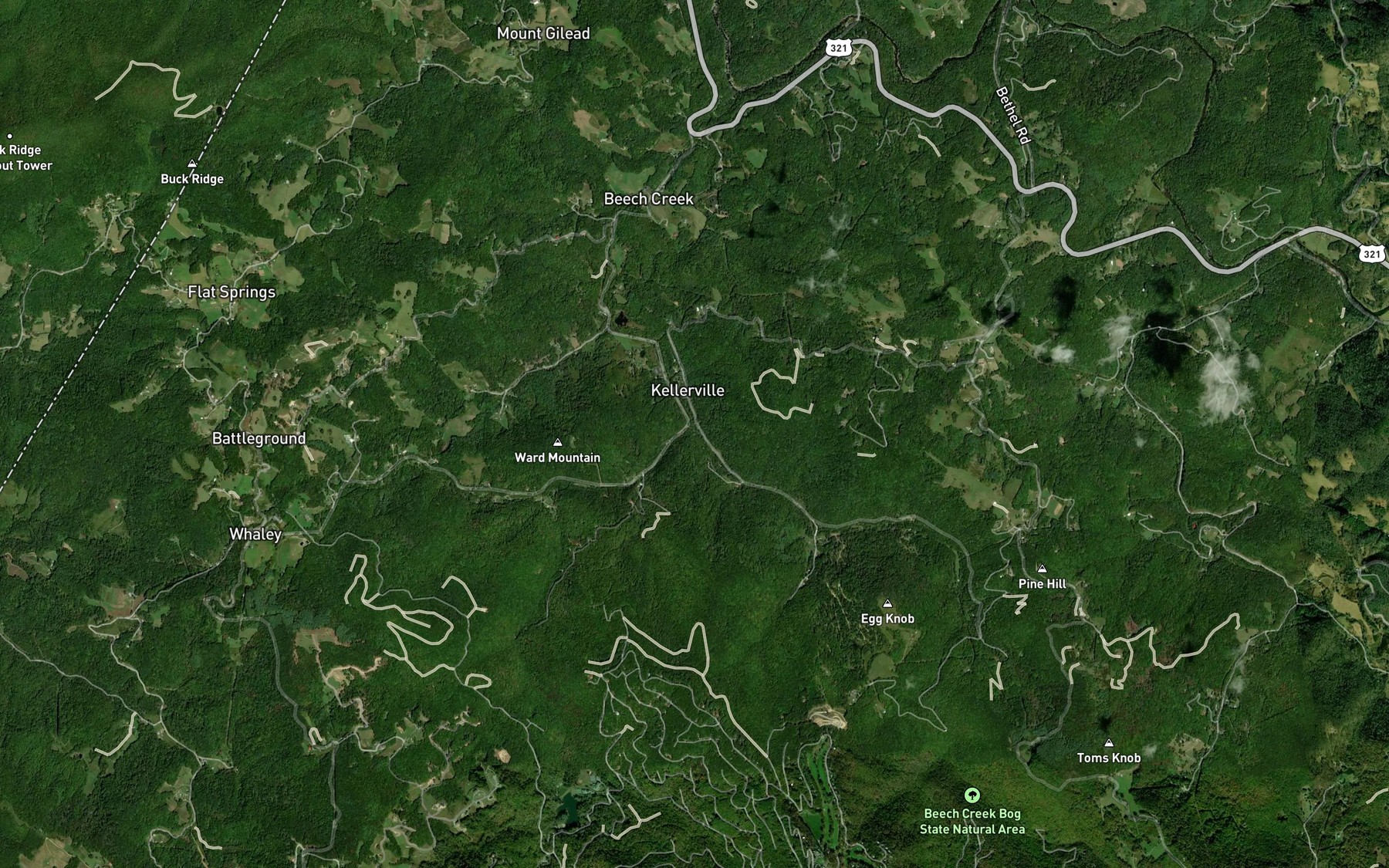 Satellite map of the Buckeye Creek