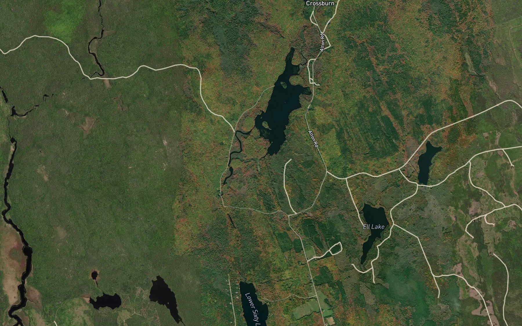 Satellite map of the Ell Lake Brook