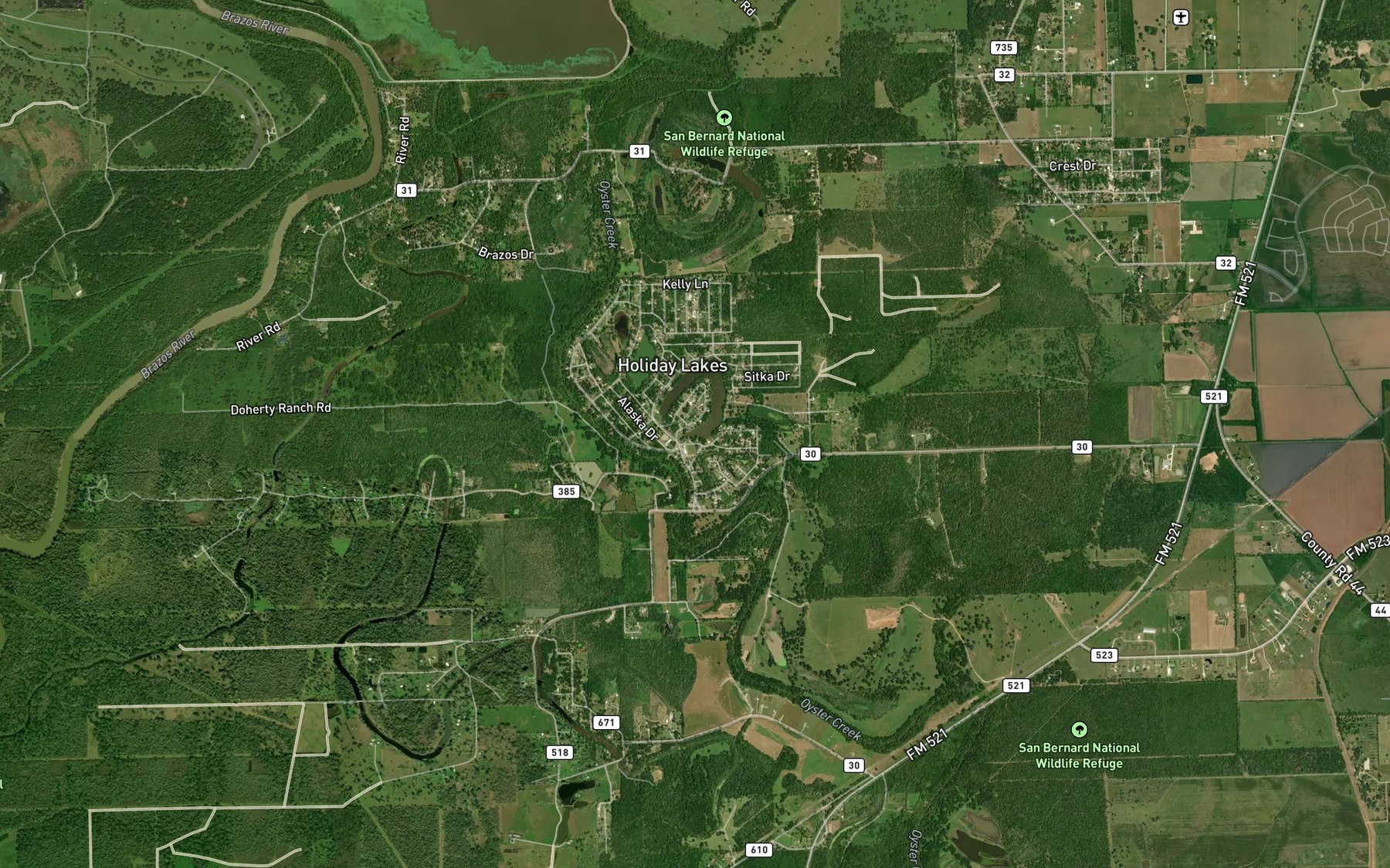 Satellite map of the Horseshoe Lake