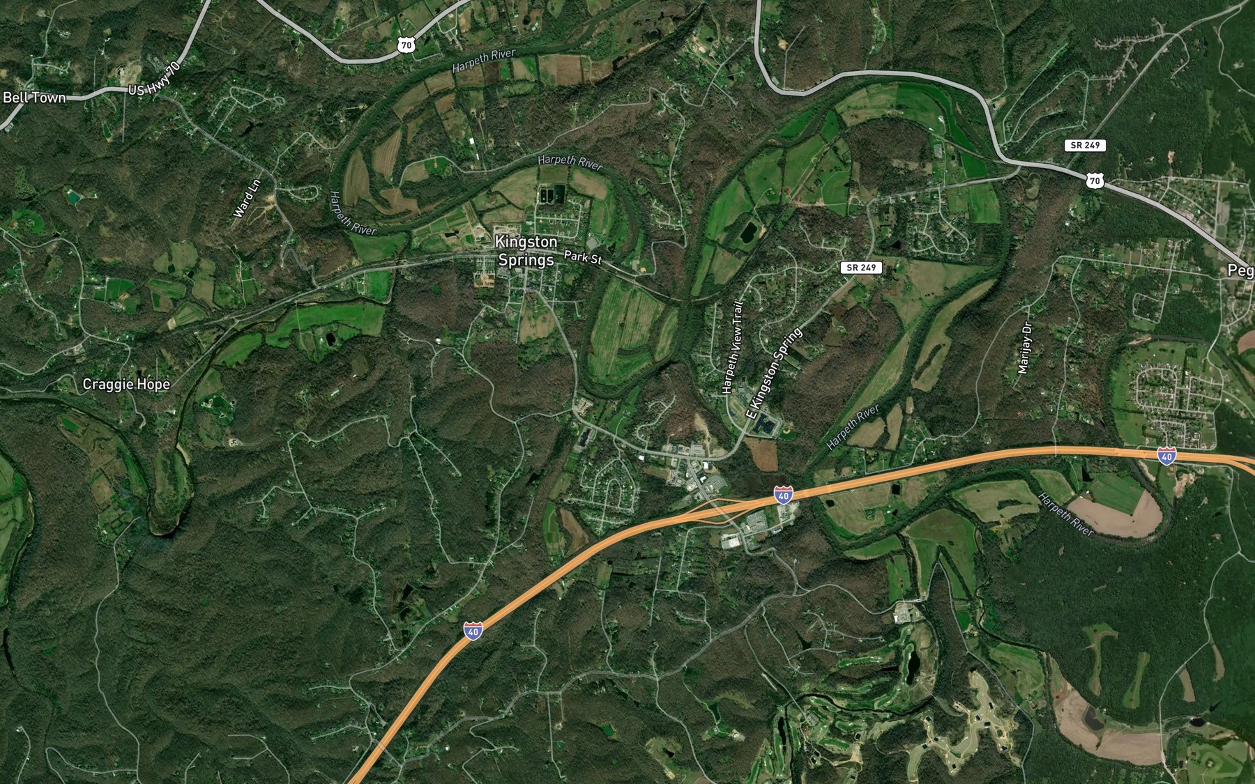 Satellite map of the Cowhorn Branch