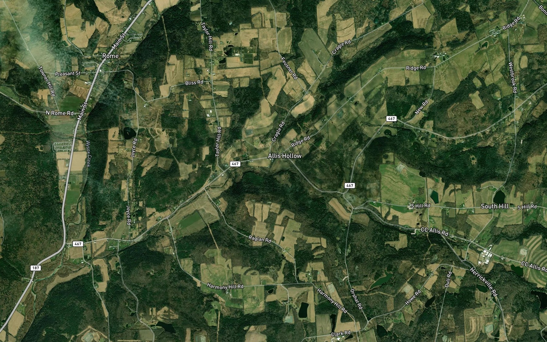 Satellite map of the Jerome Creek