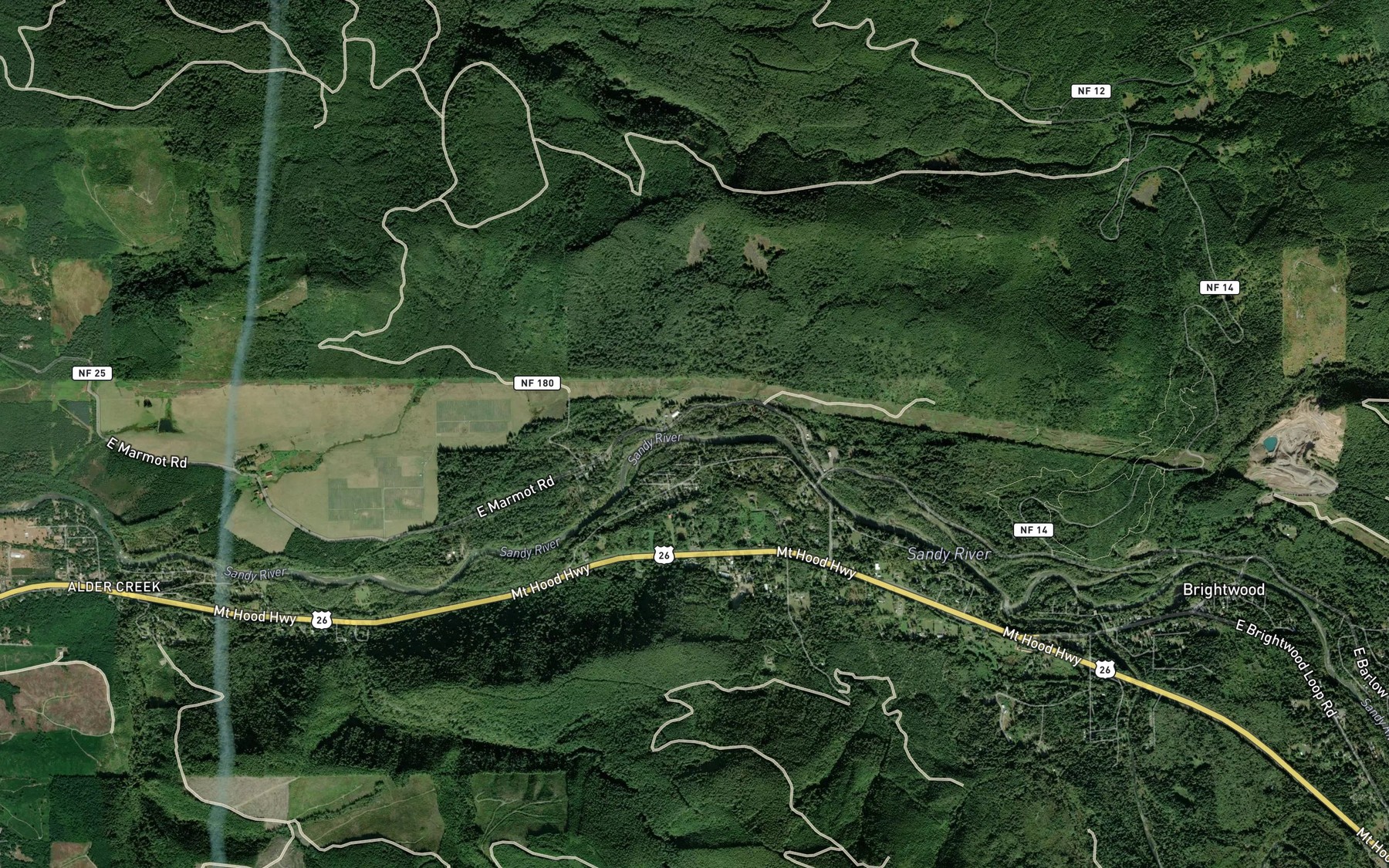 Satellite map of the Calanthe Creek