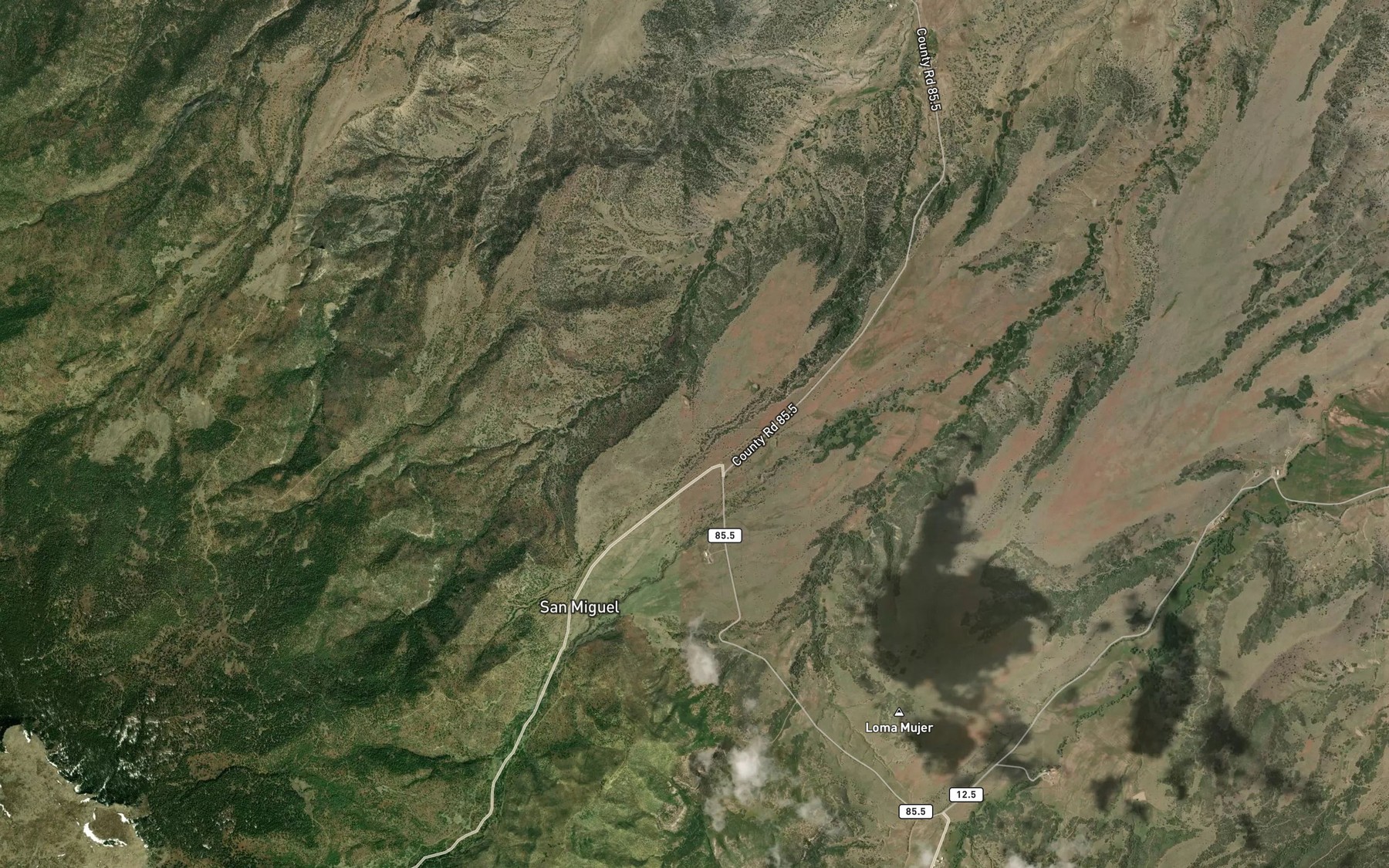 Satellite map of the Miguel Gurule Ditch