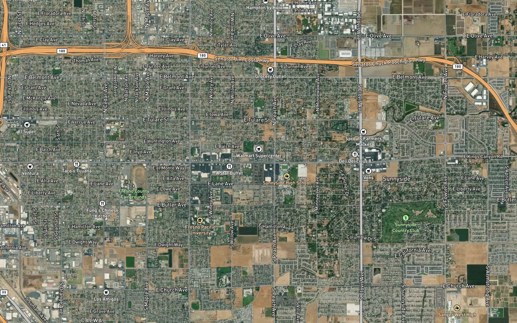 Satellite map of the Ventura Canyon Canal