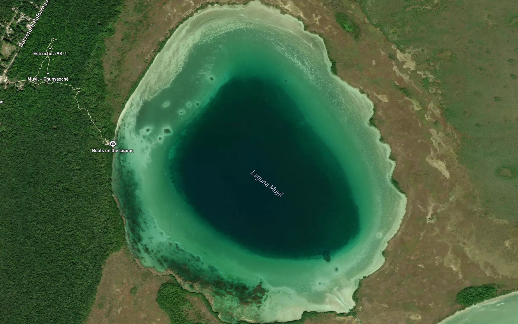 Satellite map of the Laguna Muyil