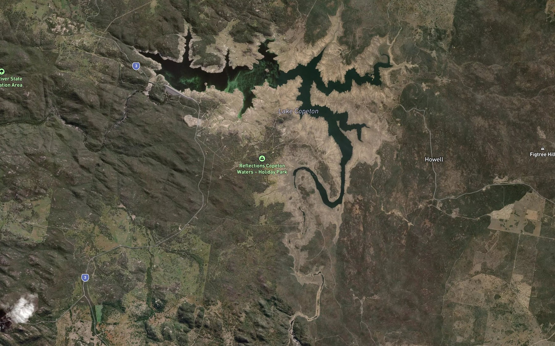 Satellite map of the Lake Copeton