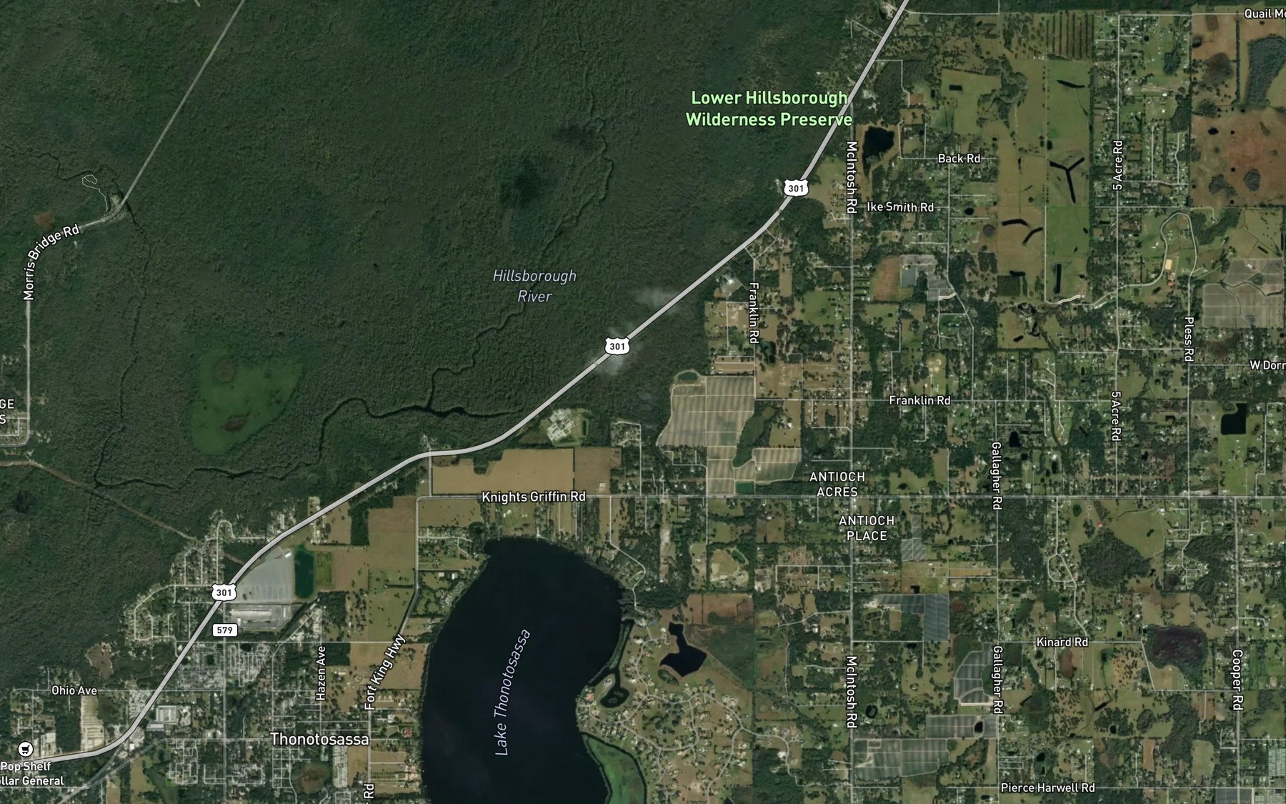 Satellite map of the Flint Creek