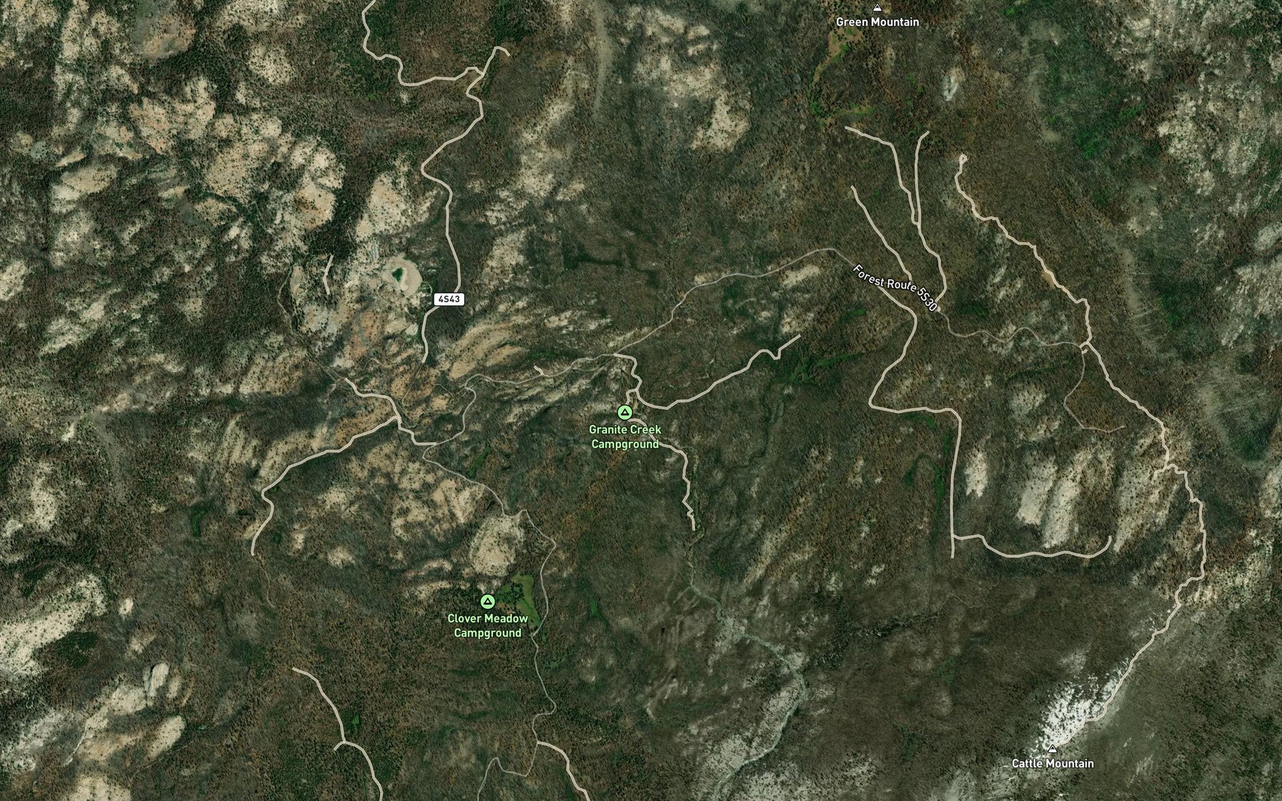 Satellite map of the East Fork Granite Creek