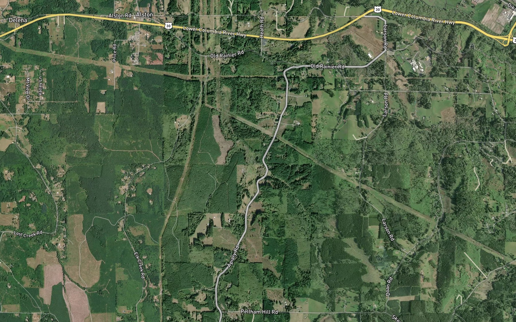 Satellite map of the Wilson Creek
