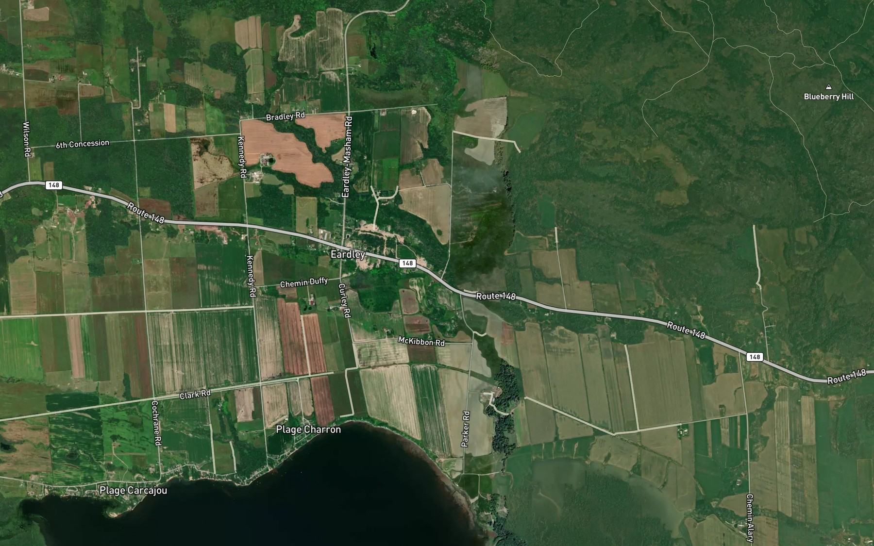 Satellite map of the Ruisseau Bradley
