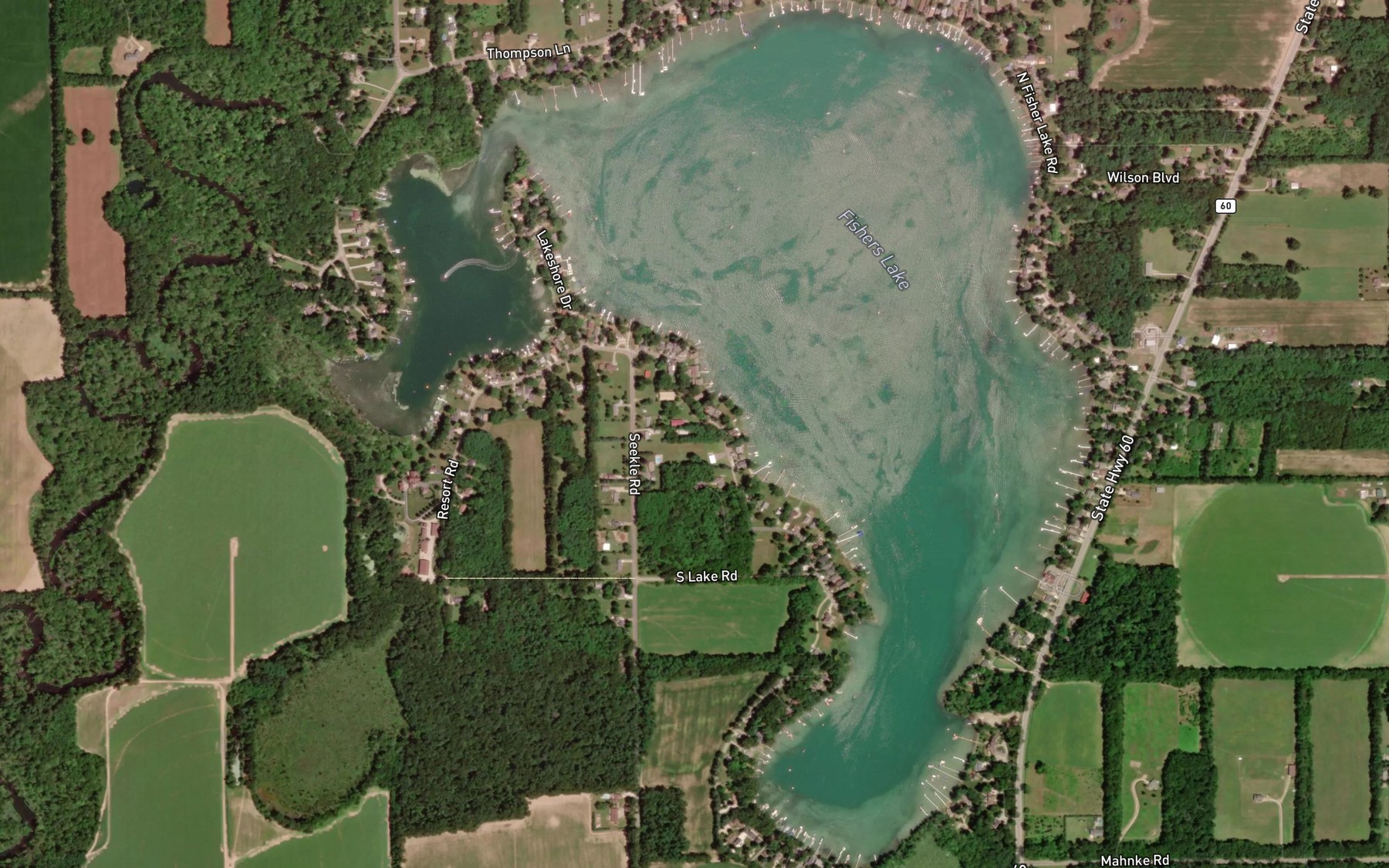 Satellite map of the Fishers Lake