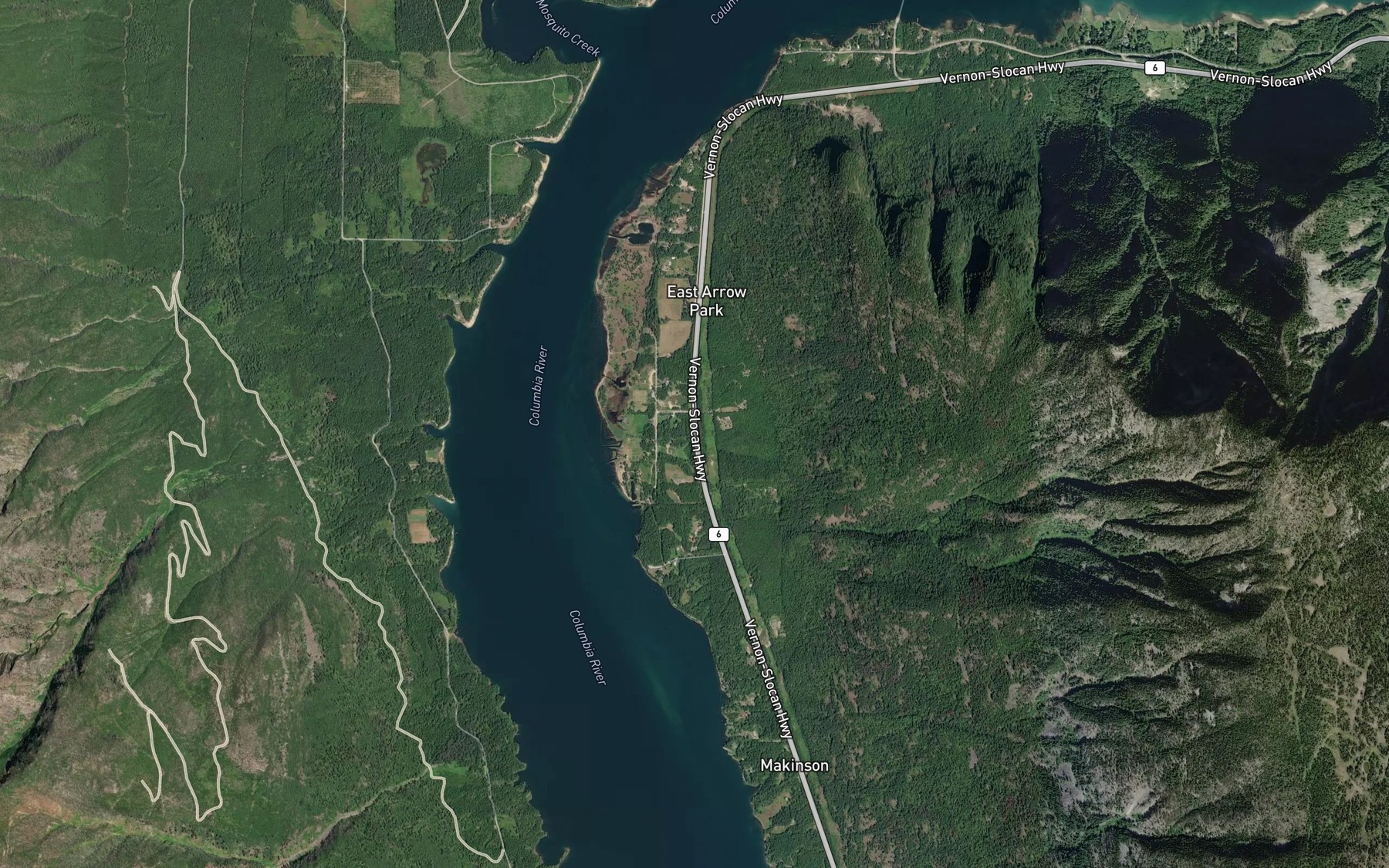 Satellite map of the Fairhurst Creek