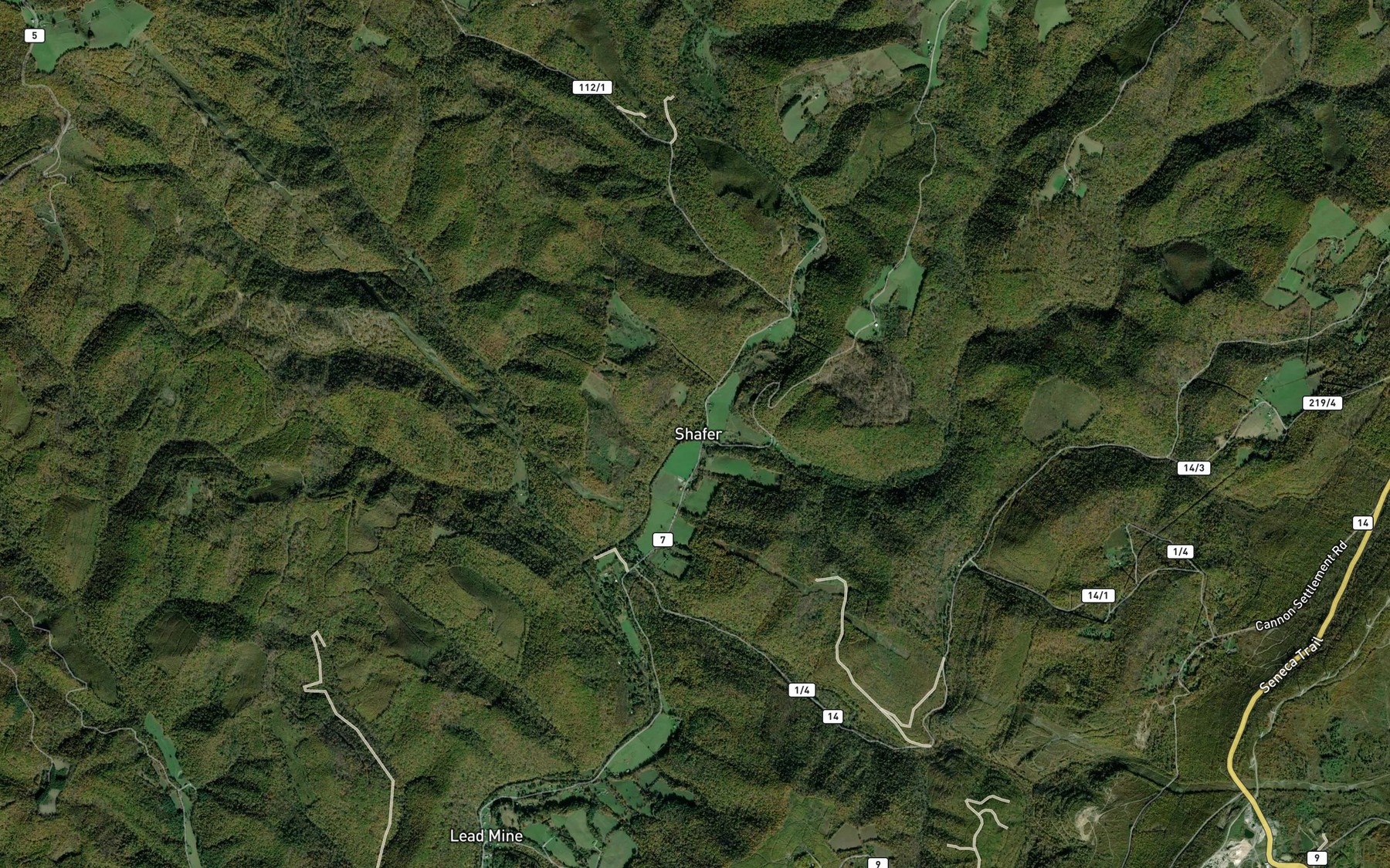Satellite map of the Wolf Run
