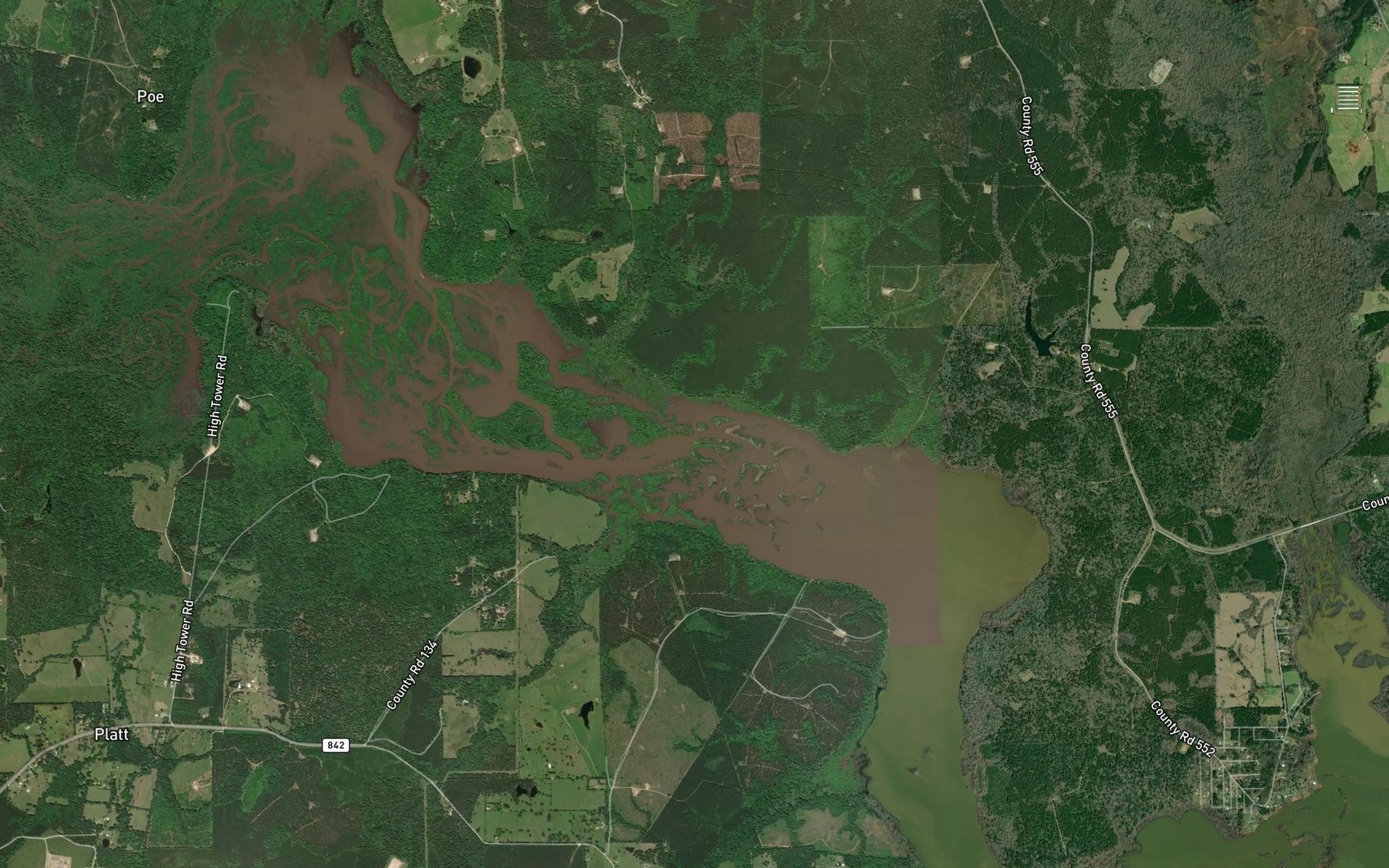 Satellite map of the Schoolhouse Branch