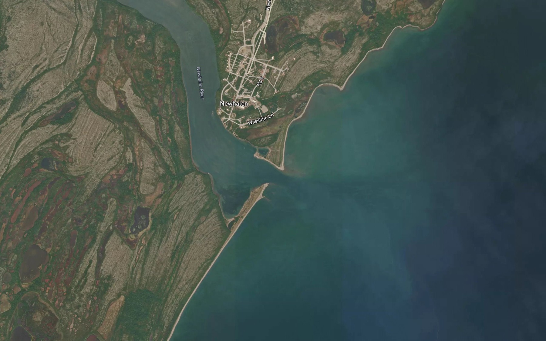 Satellite map of the Newhalen River
