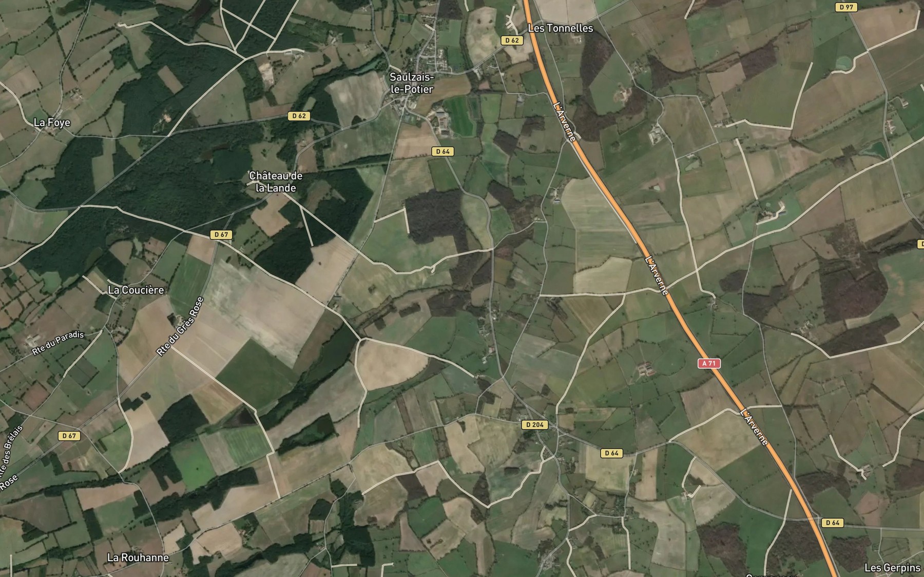 Satellite map of the Ruisseau de Cheores