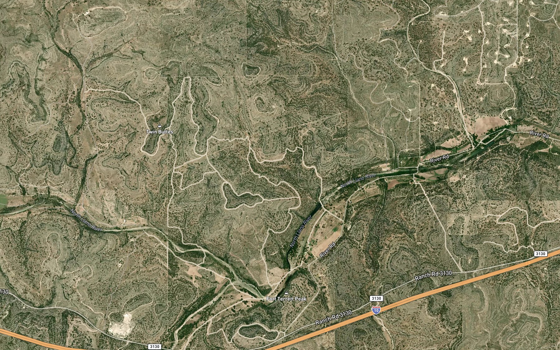 Satellite map of the Fort Terrett Spring