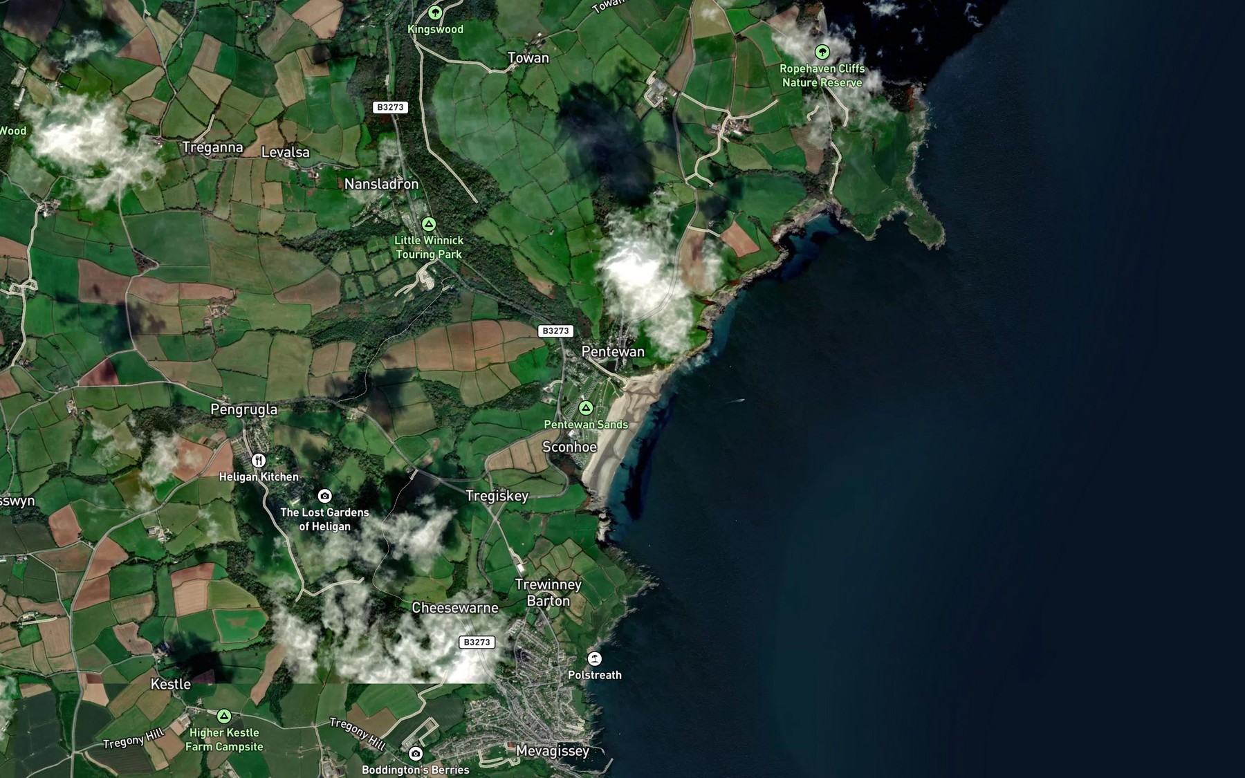 Satellite map of the St Austell River