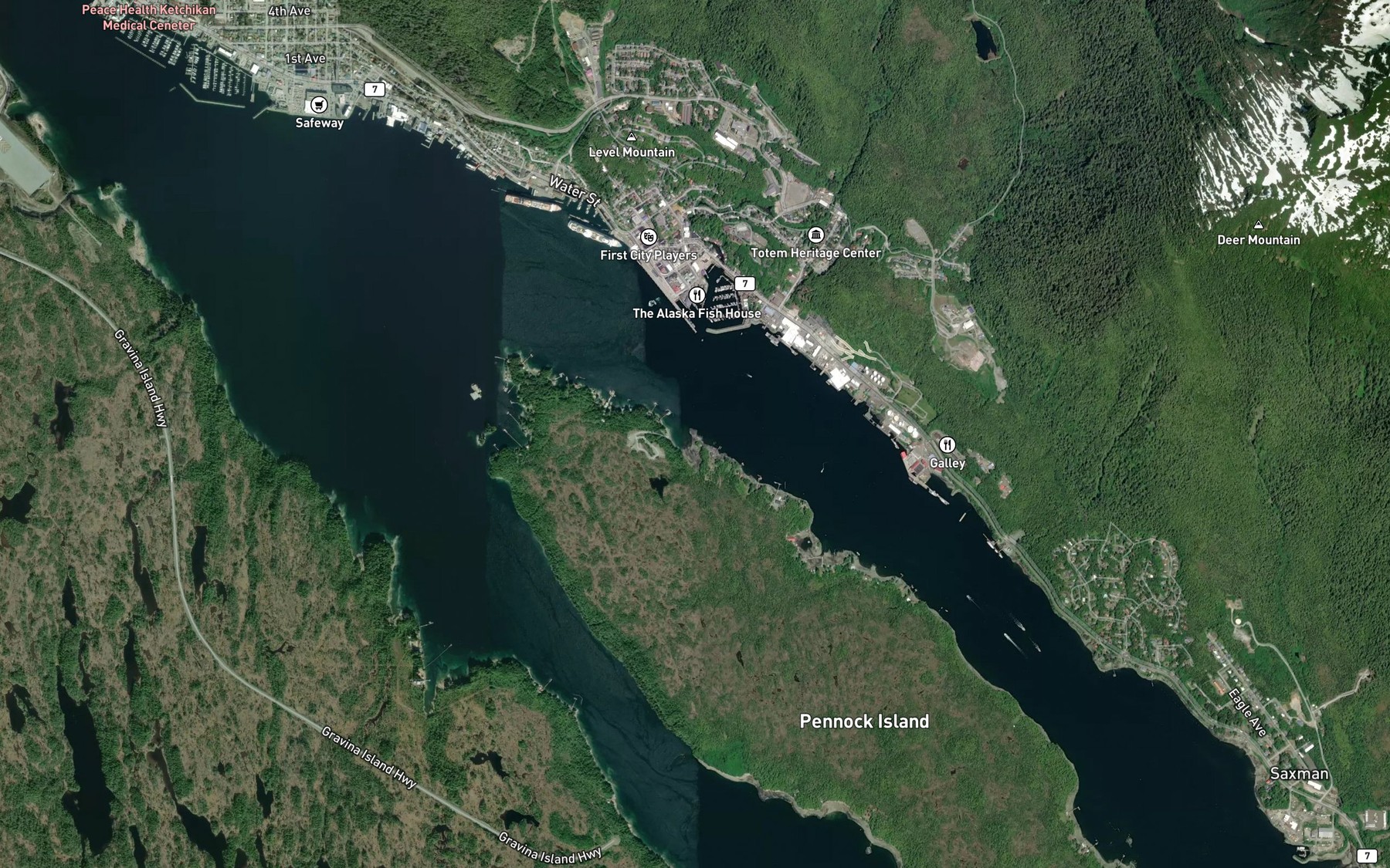 Satellite map of the Radenbough Cove
