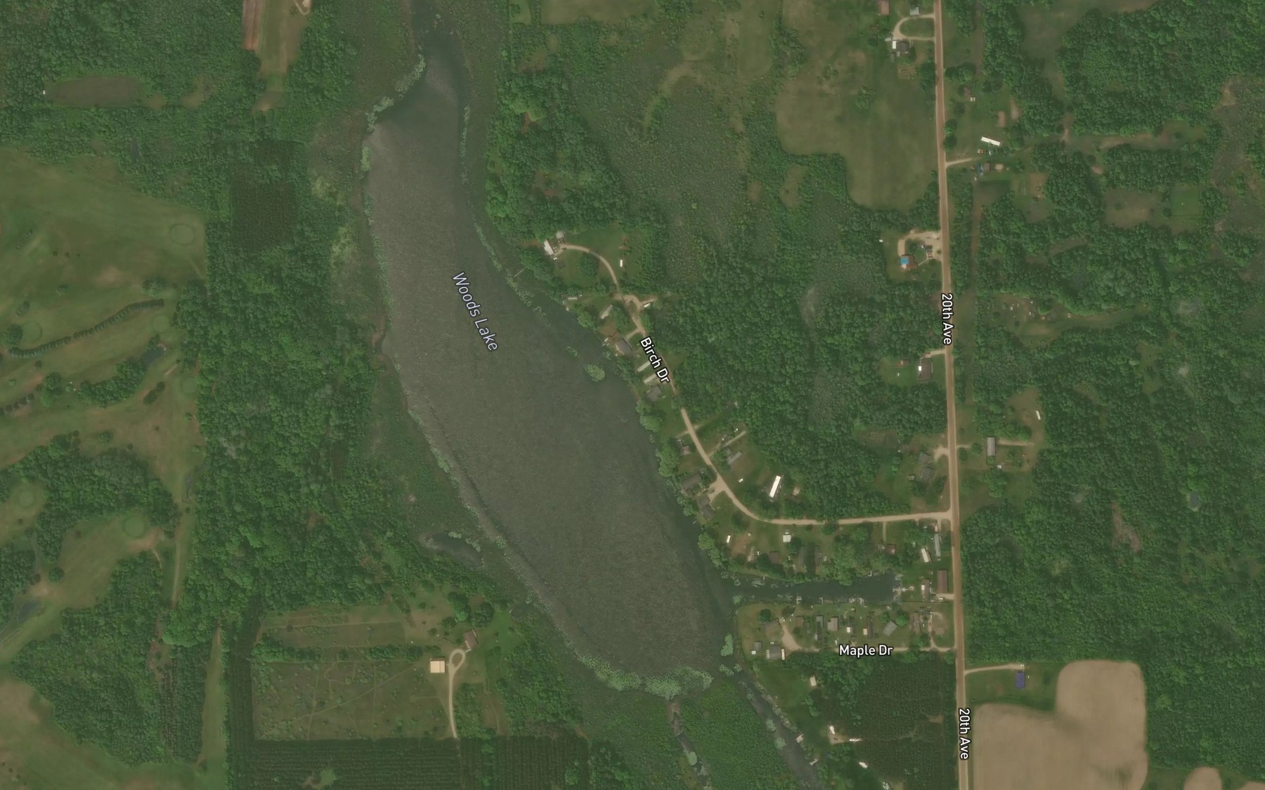 Satellite map of the Woods Lake