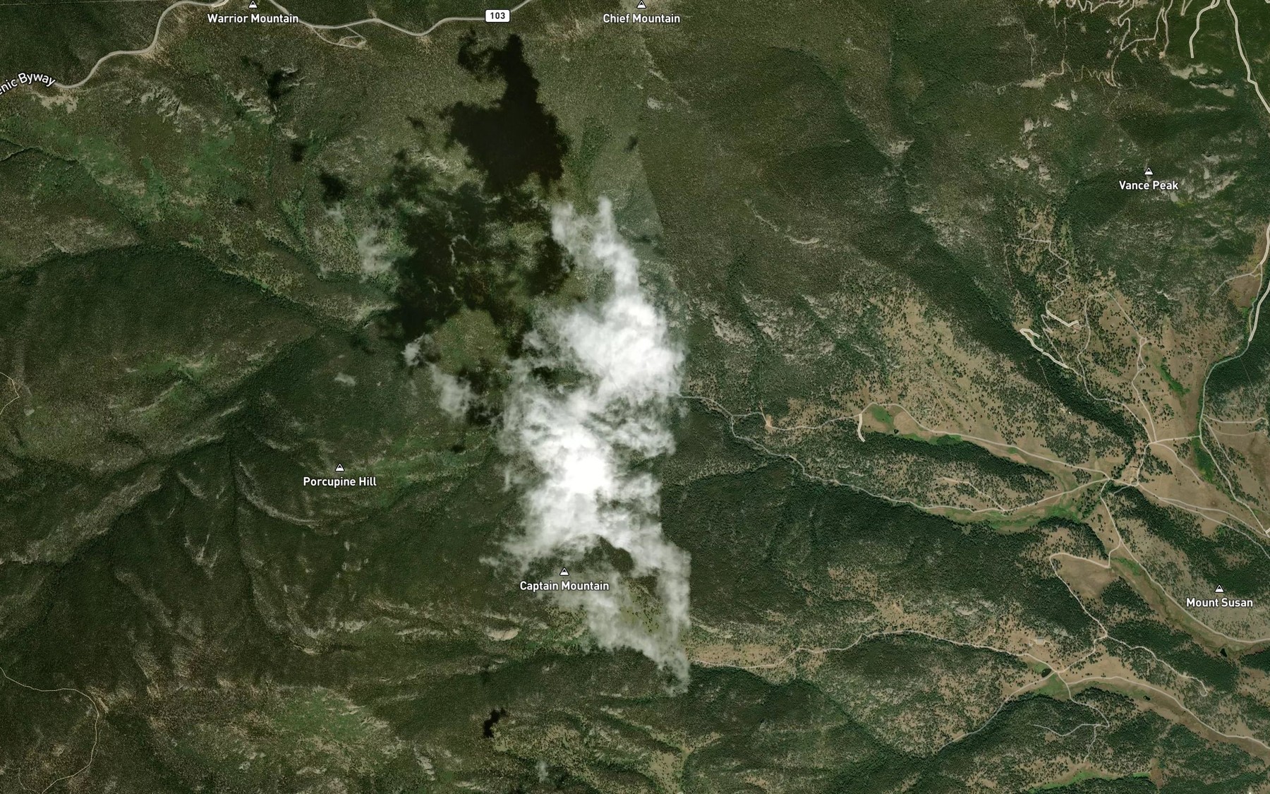 Satellite map of the Rose Creek