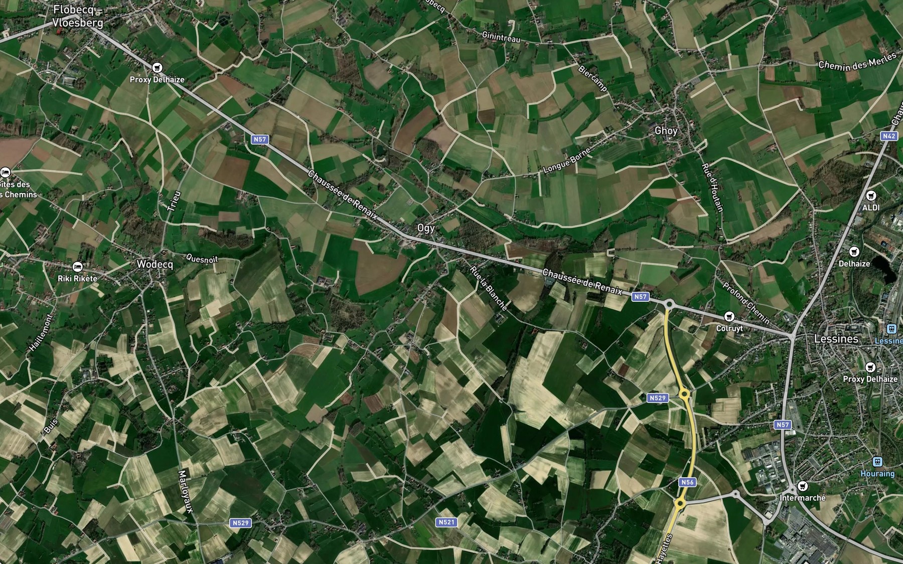 Satellite map of the Ruisseau de Wodecq
