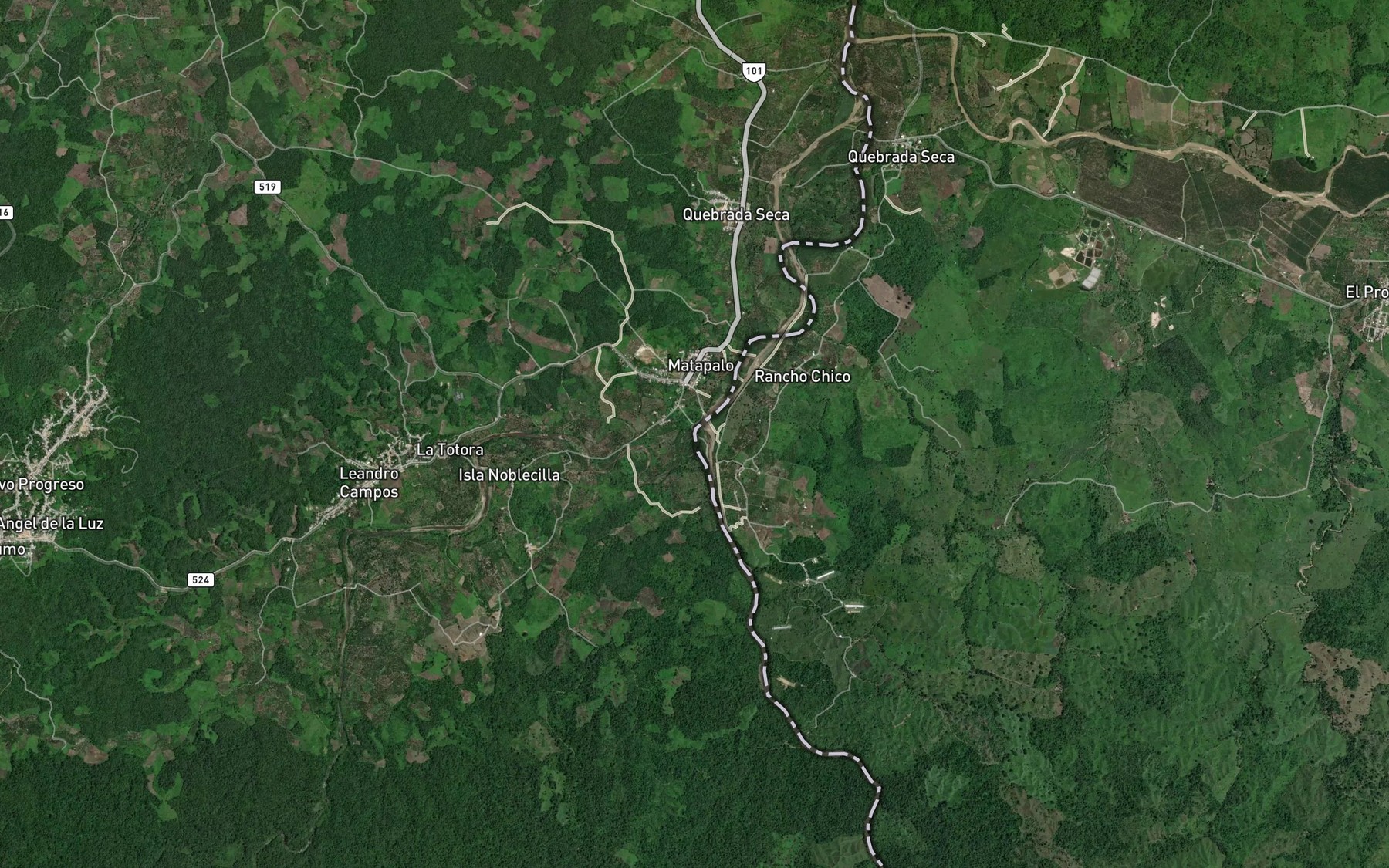 Satellite map of the Quebrada Seca
