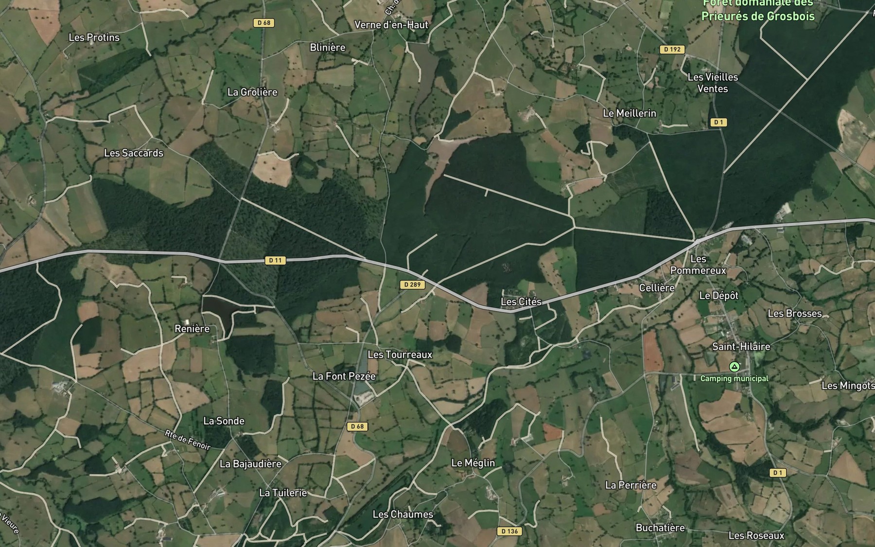 Satellite map of the Ruisseau de Chezeau