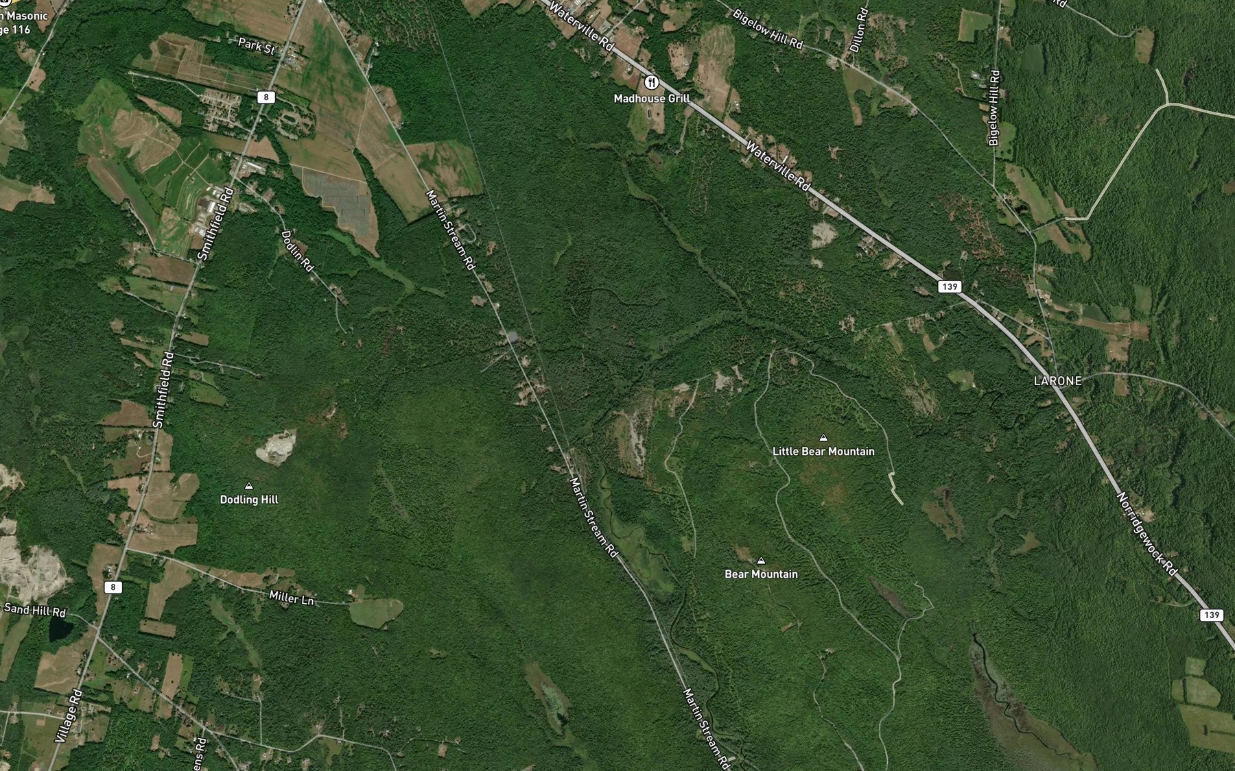 Satellite map of the Alder Brook